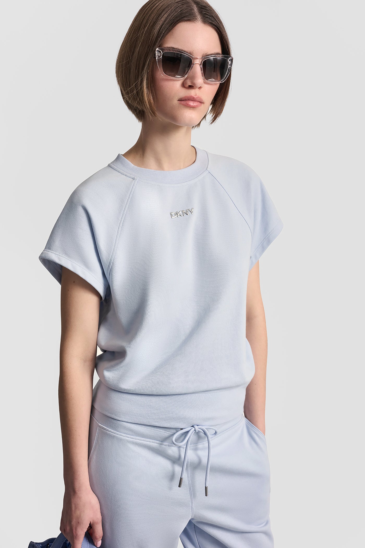 Frost Blue METALLIC BUBBLE LOGO SHORT SLEEVE PULLOVER, VIEW 1 | MUST-HAVES