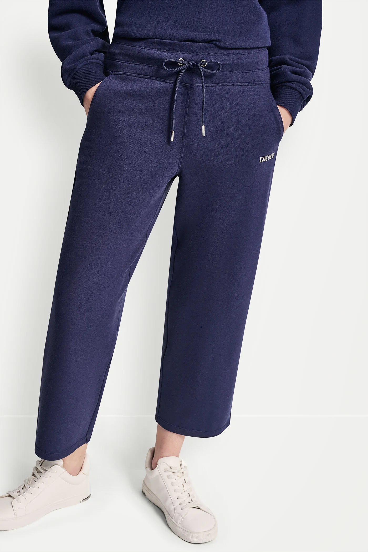 Peacoat METALLIC BUBBLE LOGO CROPPED HIGH-RISE PANTS, VIEW 2 | MUST-HAVES