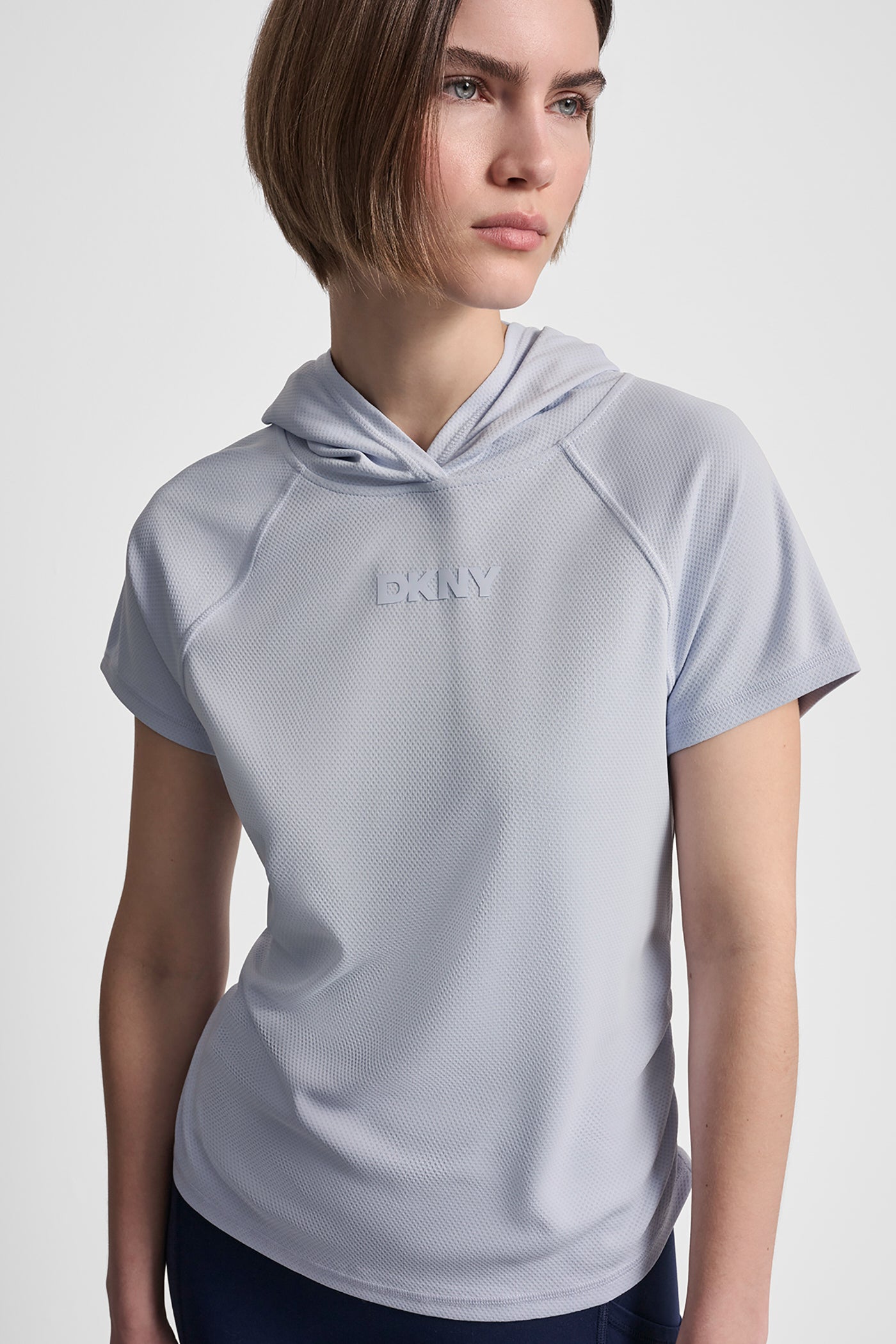 Frost Blue MESH HOODED LOGO TEE, VIEW 1 | New Arrivals