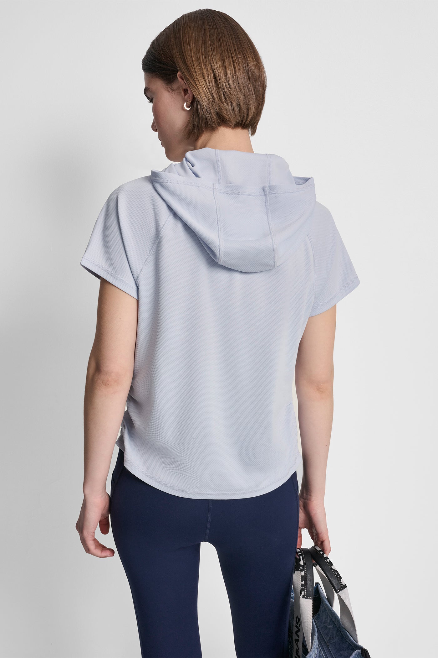 Frost Blue MESH HOODED LOGO TEE, VIEW 2 | New Arrivals