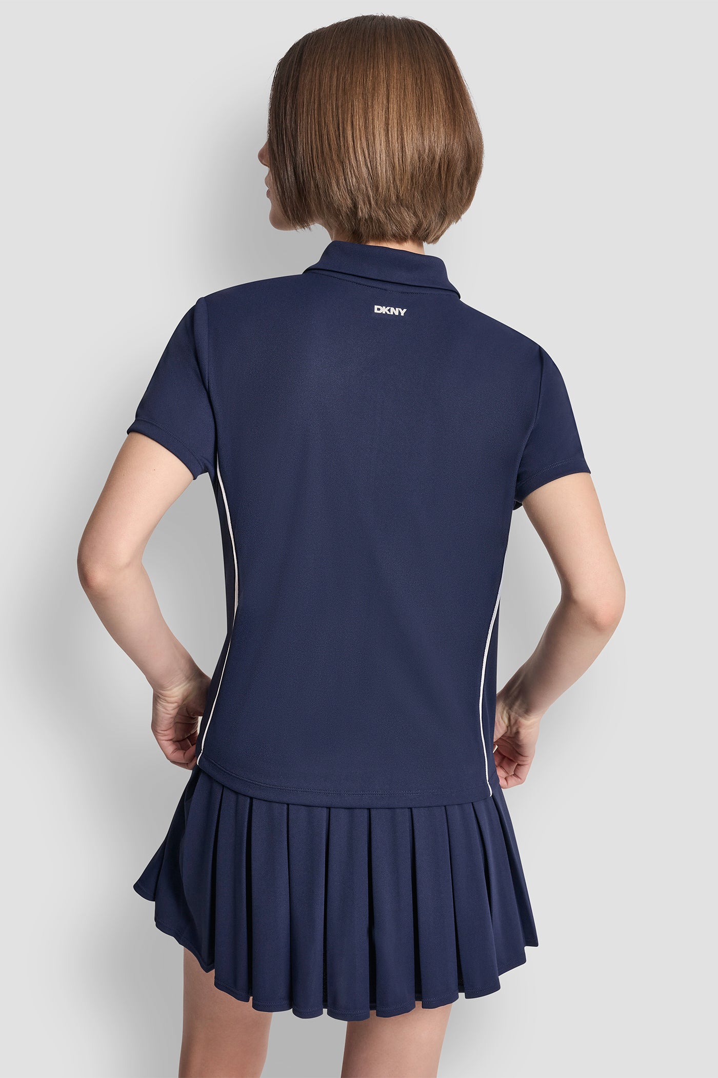 COURT PIQUÉ PIPED HALF-ZIP POLO VIEW 3 | WOMEN'S SWEATERS & TOPS