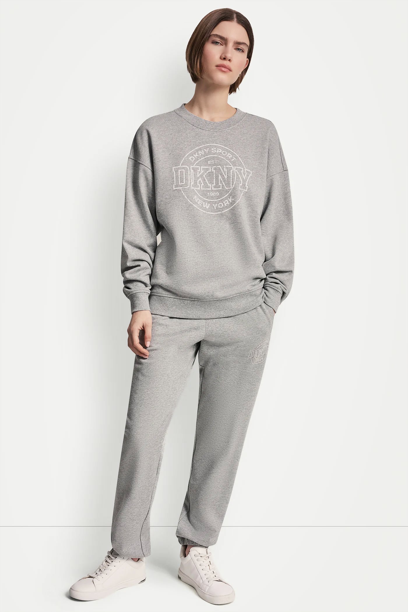 Pearl Grey Heather COLLEGIATE LOGO SWEATSHIRT, BACK VIEW | Sport Essentials