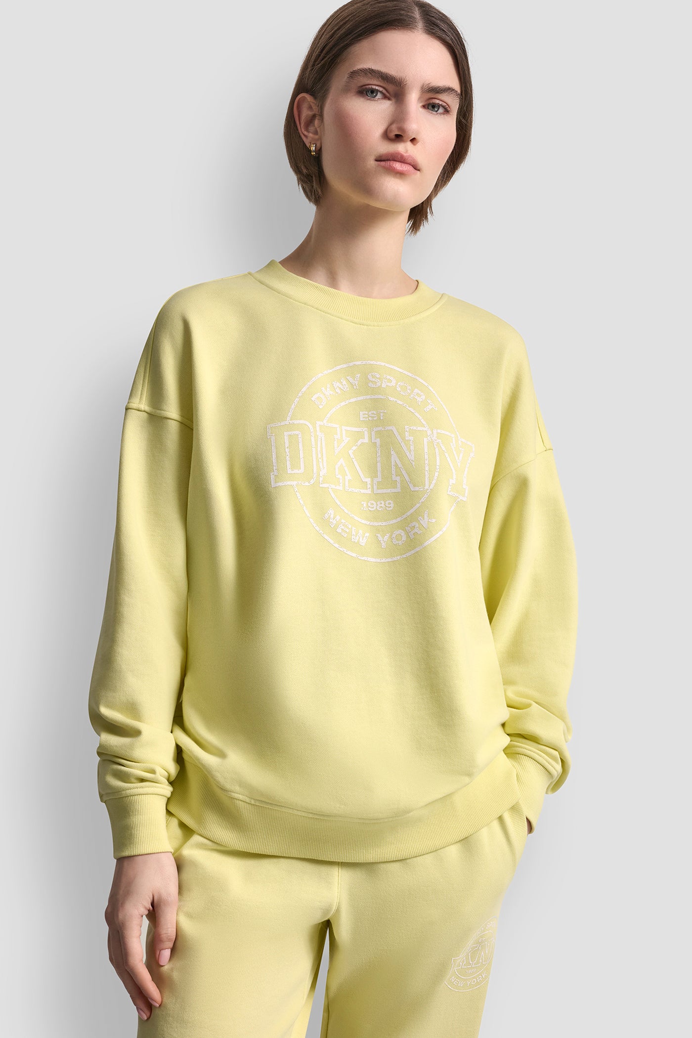 Lemon Light COLLEGIATE LOGO SWEATSHIRT, FRONT VIEW | Gifts Under $100