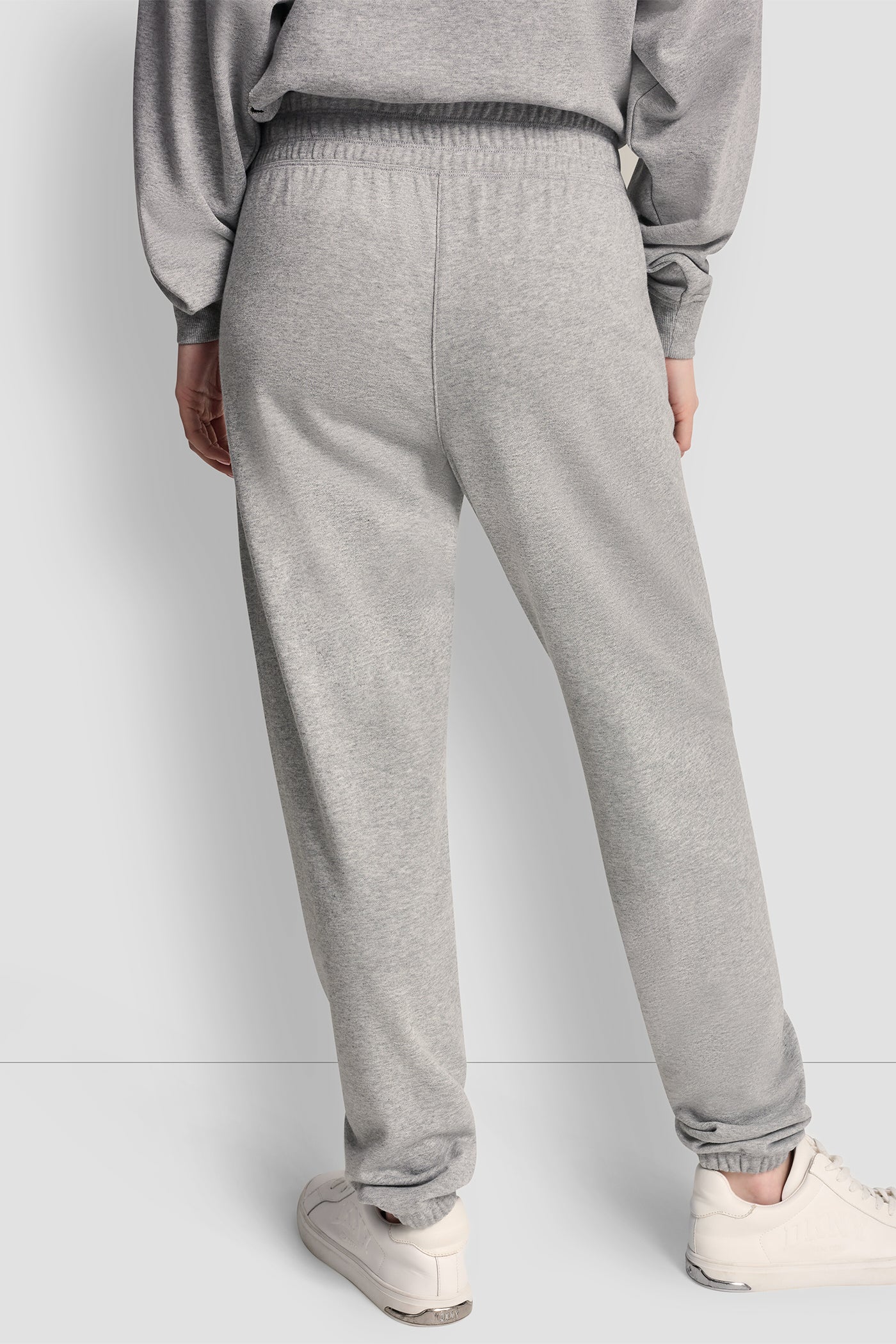 Pearl Grey Heather HIGH-RISE LOGO RELAXED JOGGER, BACK VIEW | MATCHING SETS