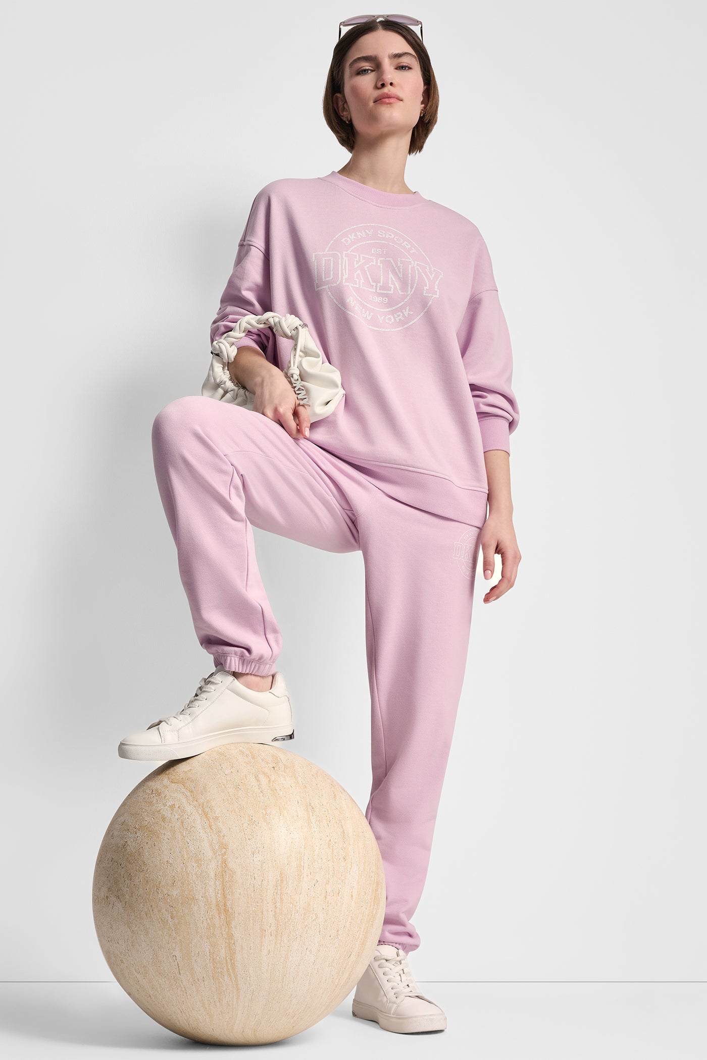 Pink Lavender HIGH-RISE LOGO RELAXED JOGGER, VIEW 1 | MATCHING SETS