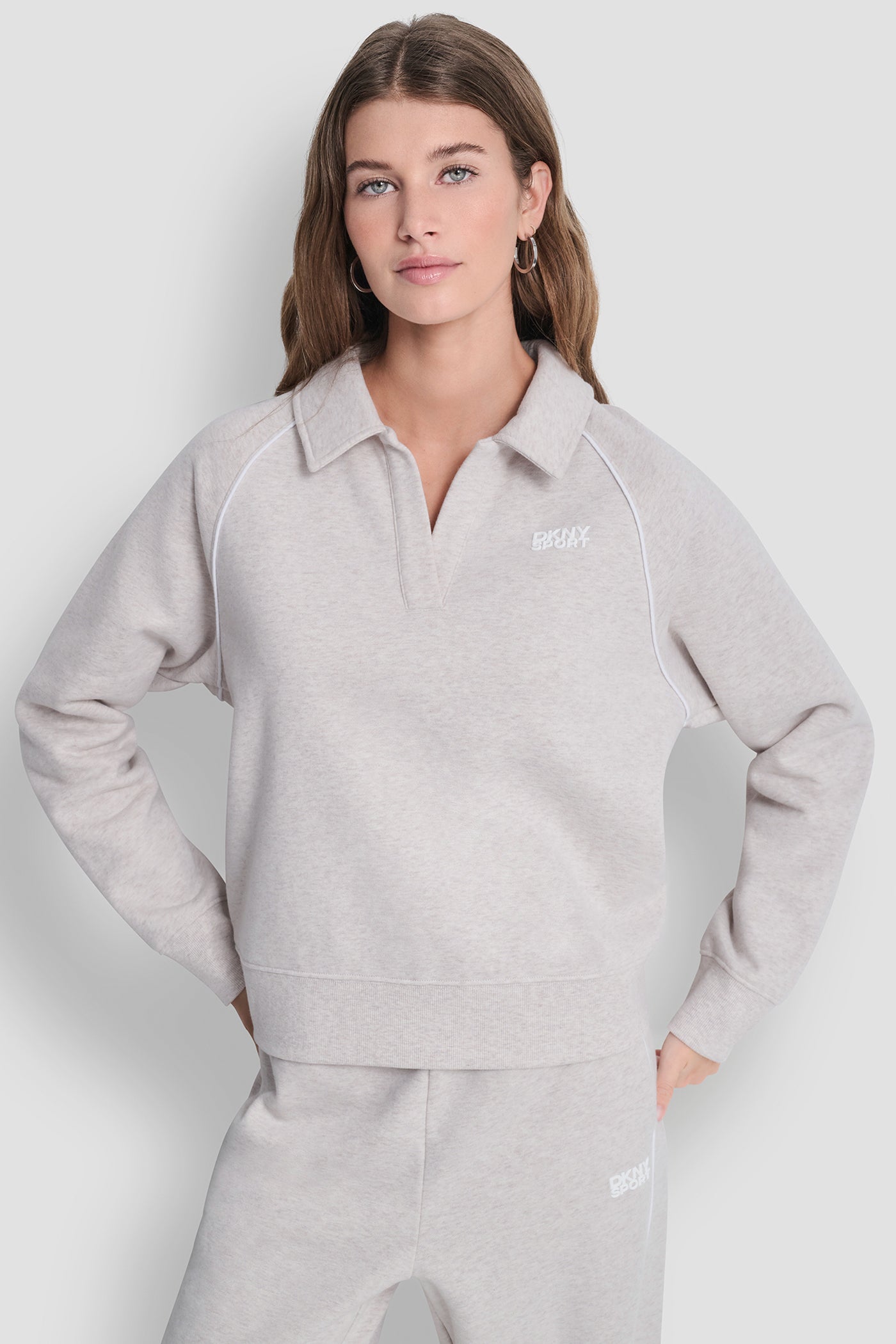 Cortado Heather/White HD LOGO TRACK POLO SWEATSHIRT, VIEW 2 | All Products
