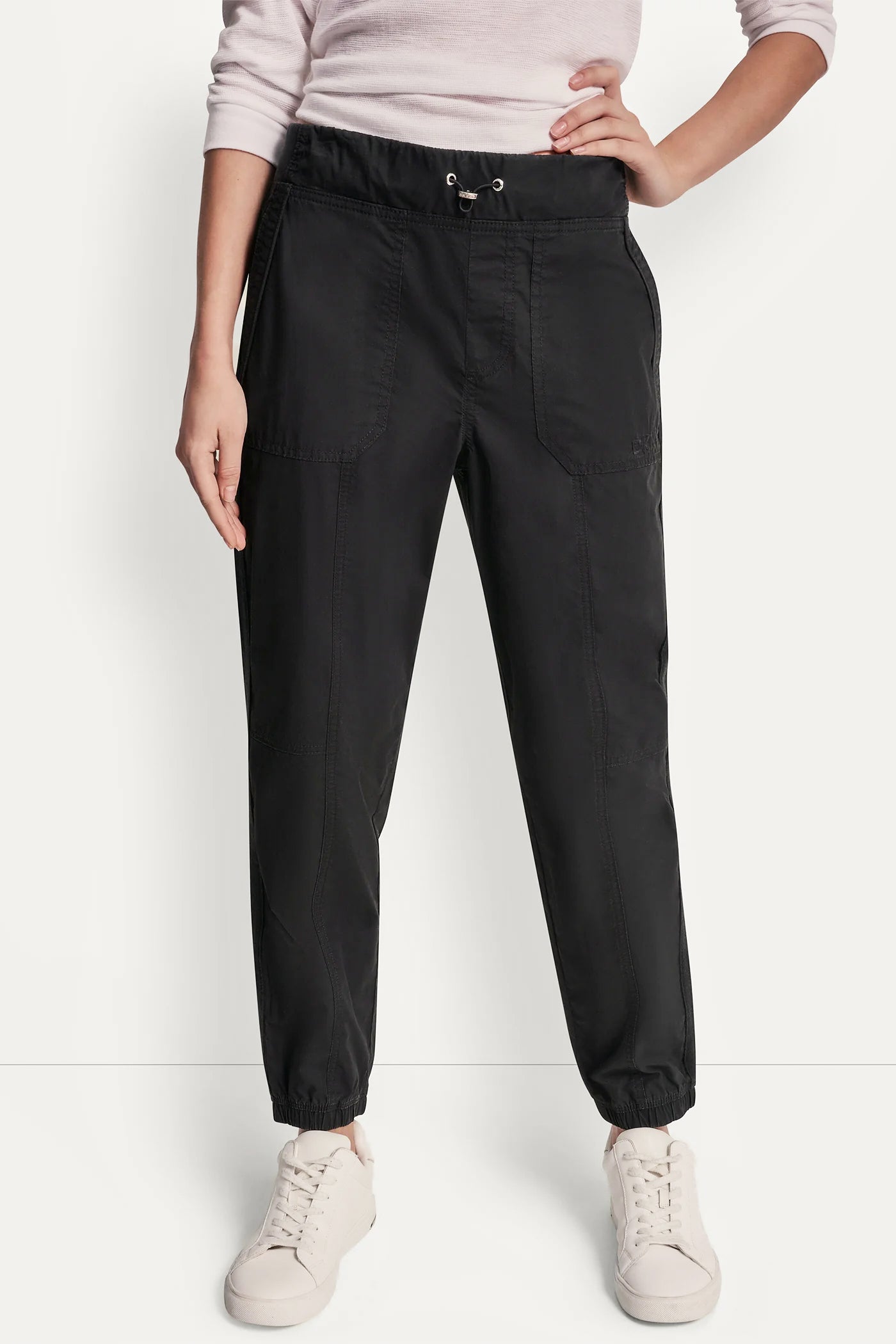 Black COTTON-POPLIN HIGH-RISE SLIM UTILITY JOGGER, VIEW 2 | MUST-HAVES