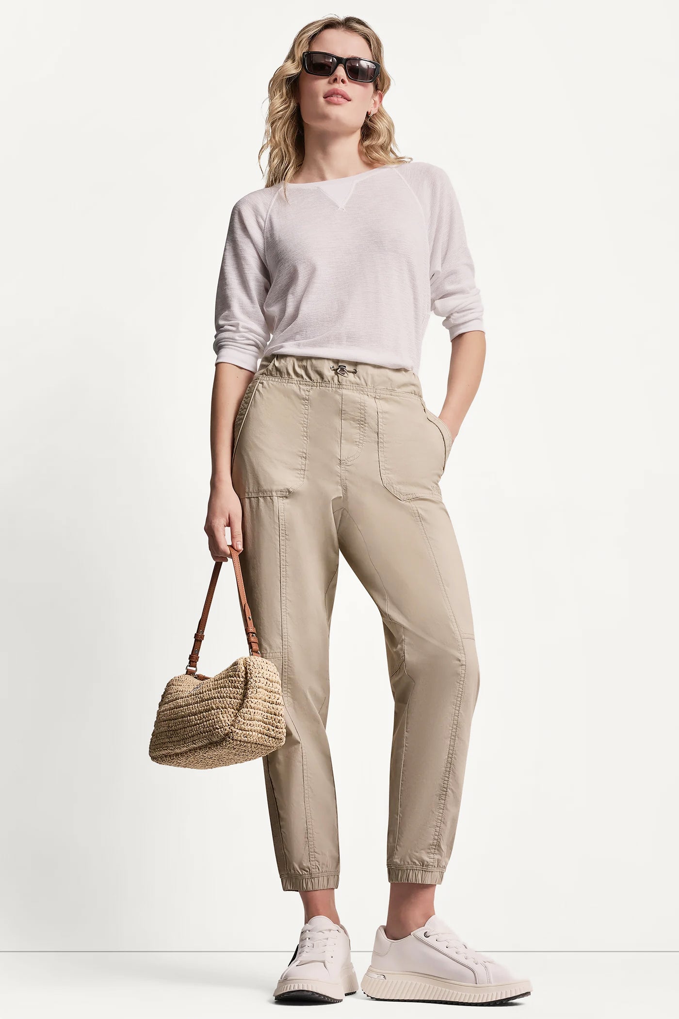 Pebble COTTON-POPLIN HIGH-RISE SLIM UTILITY JOGGER, VIEW 1 | MUST-HAVES