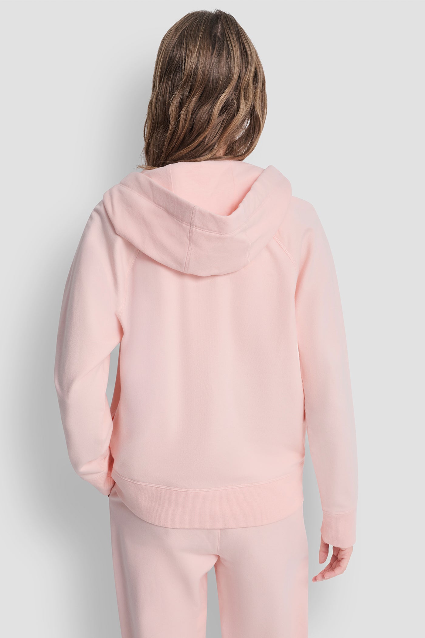 Peach Spritz TWO TONE LOGO DRAWCORD ZIP HOODIE, BACK VIEW | Clothing