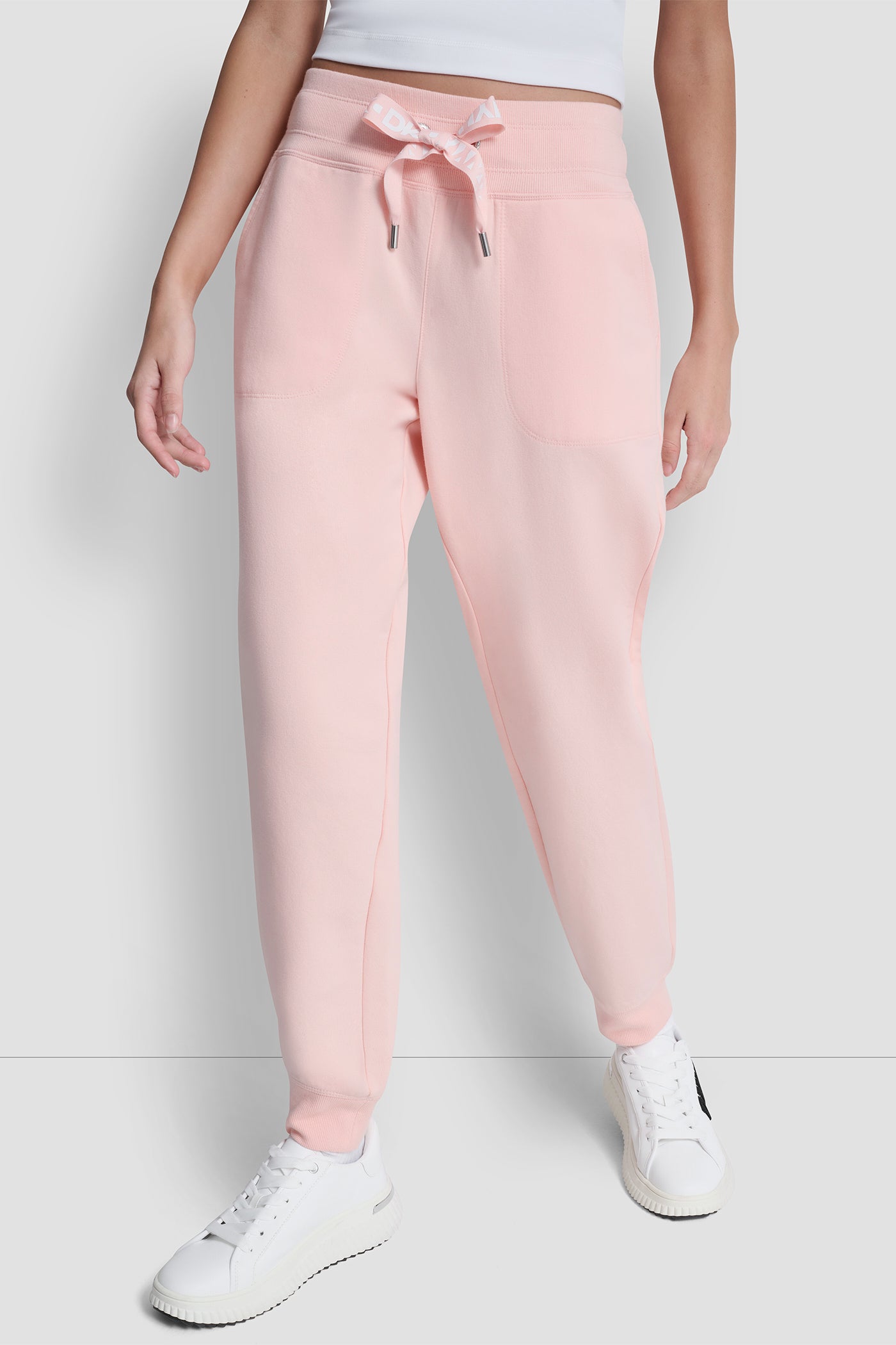 Peach Spritz TWO TONE LOGO DRAWCORD JOGGER, FRONT VIEW | Clothing