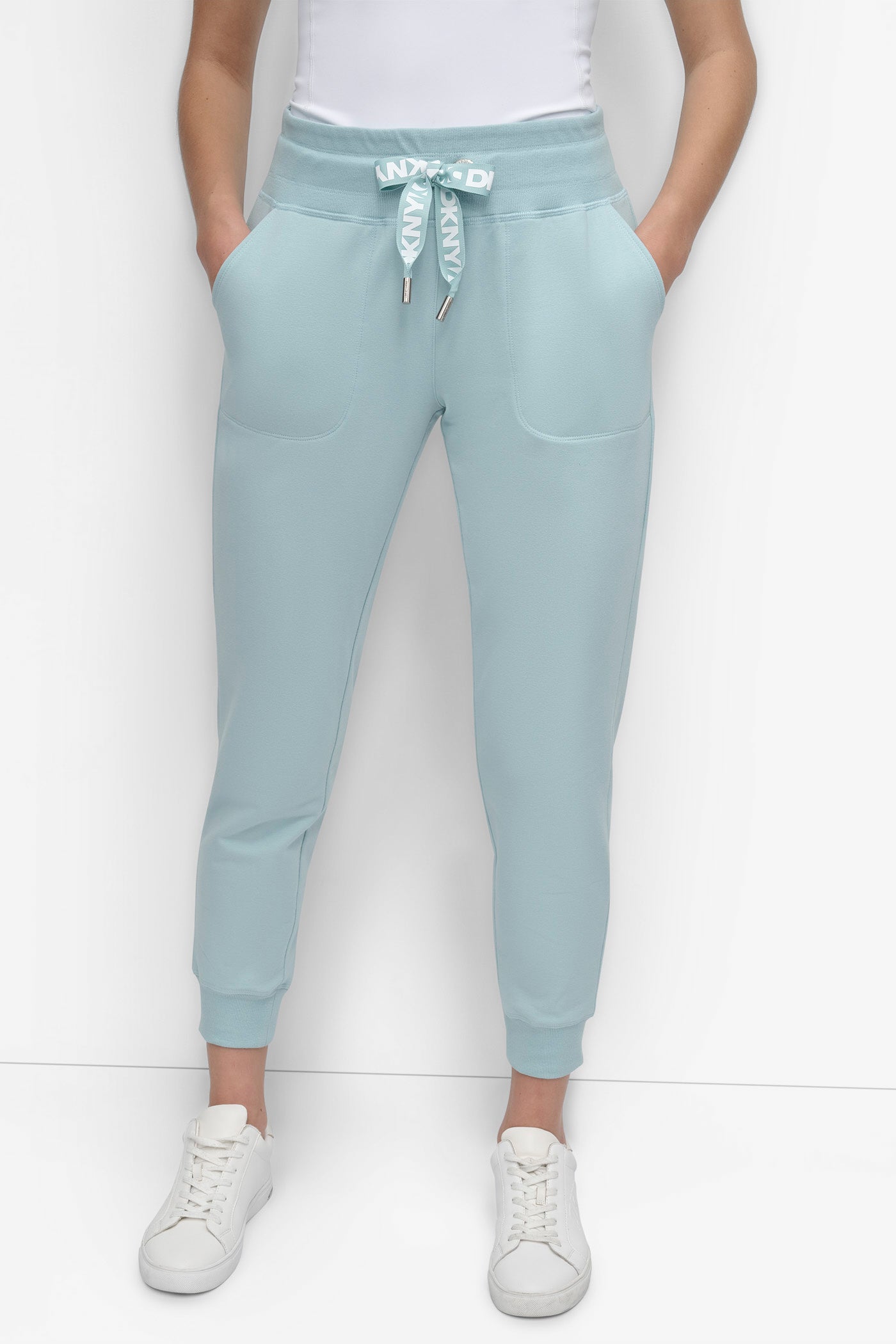MINERAL HIGH-RISE LOGO DRAWSTRING JOGGER, FRONT VIEW | Sweatshirts & Joggers