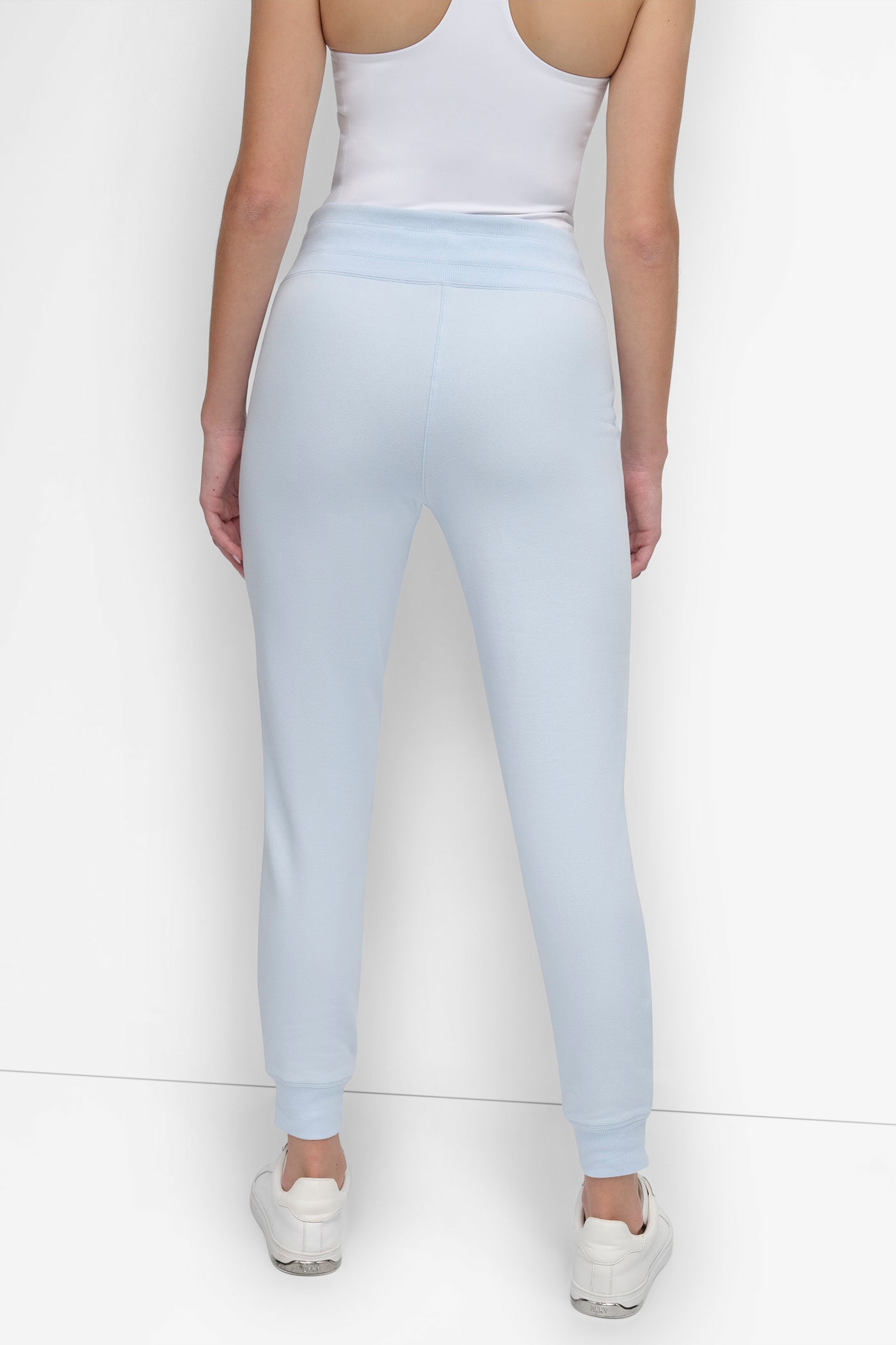 Blue HIGH-RISE LOGO DRAWSTRING JOGGER, BACK VIEW | Sweatshirts & Joggers