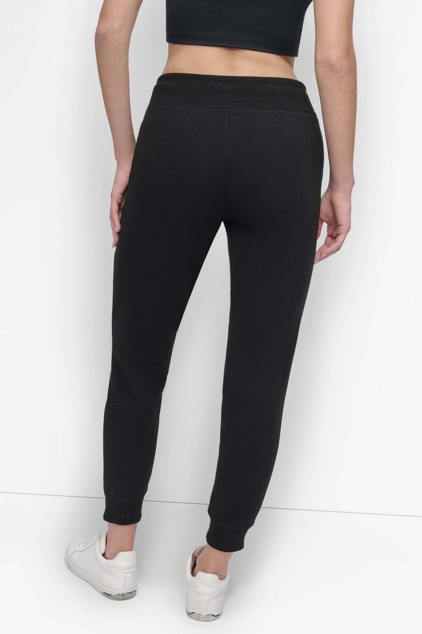 Black HIGH-RISE LOGO DRAWSTRING JOGGER, BACK VIEW | Sweatshirts & Joggers