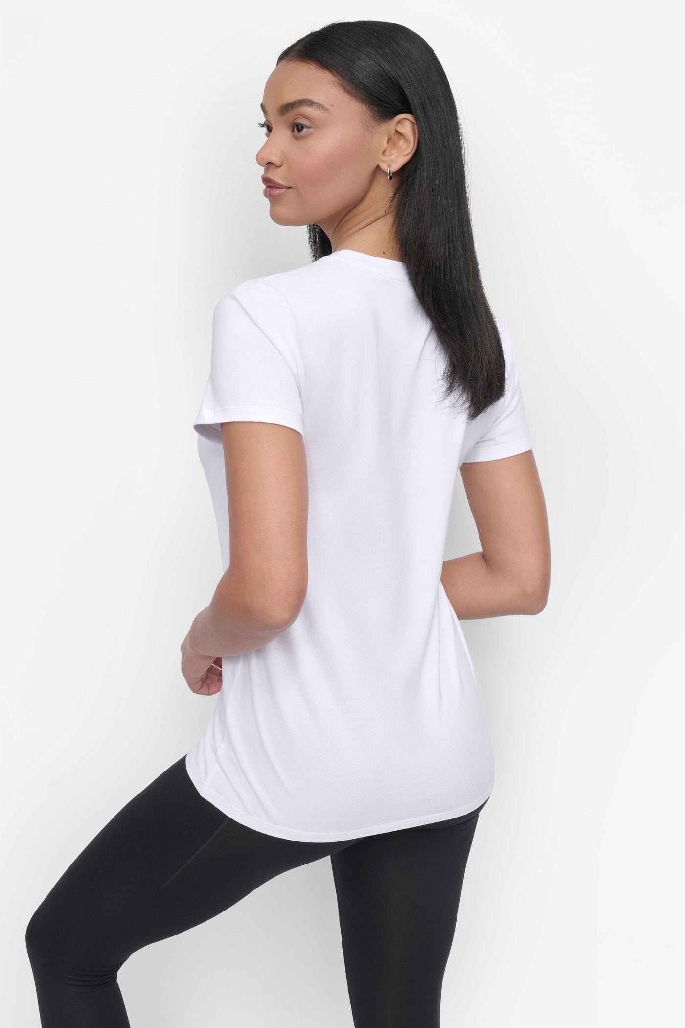 WHITE/ TROPICAL PEACH OMBRE OUTLINE LOGO CREW NECK TEE, BACK VIEW | Clothing