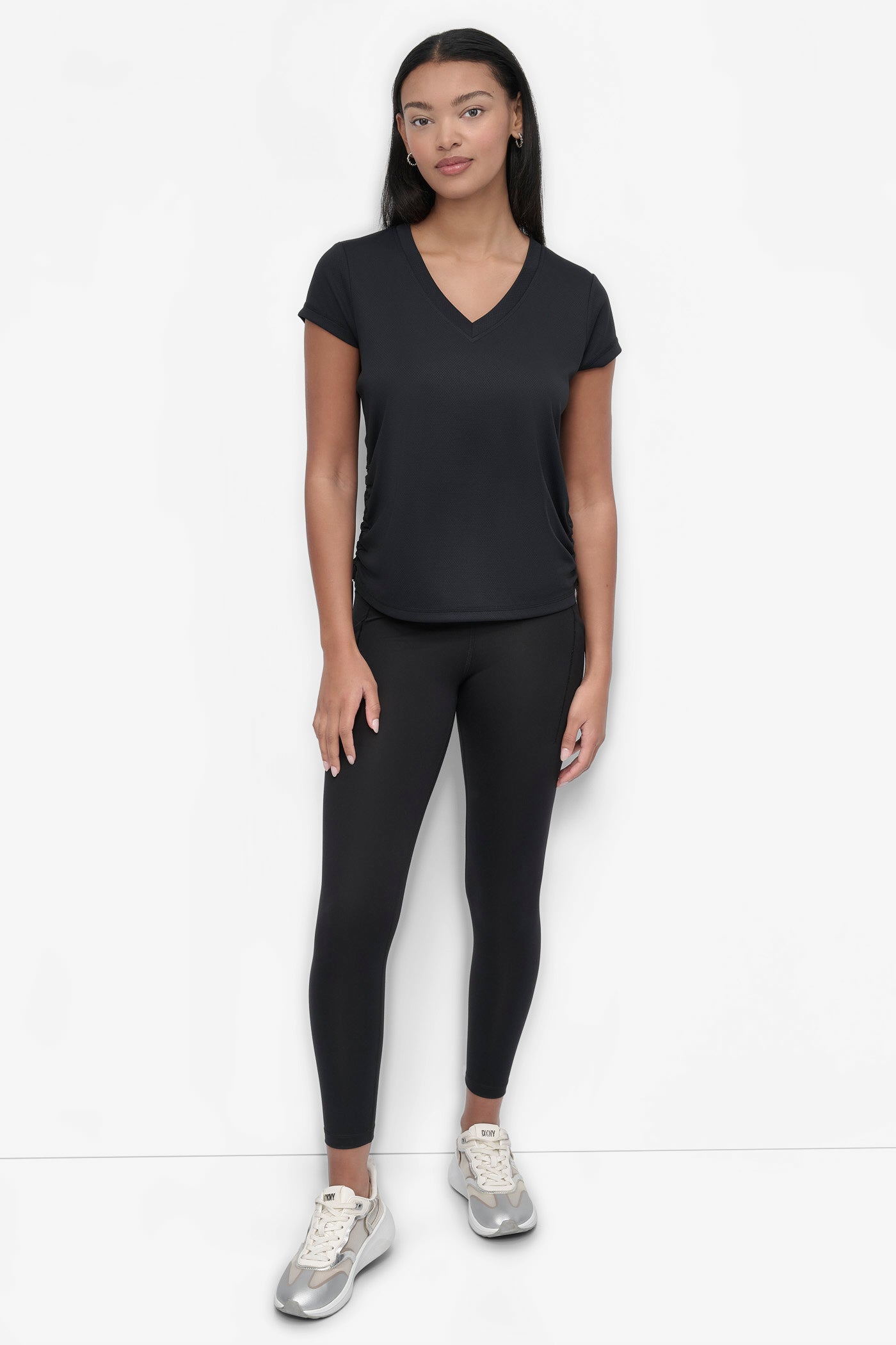 RUCHED TECH-MESH PERFORMANCE TEE VIEW 8 | Tees & Tanks