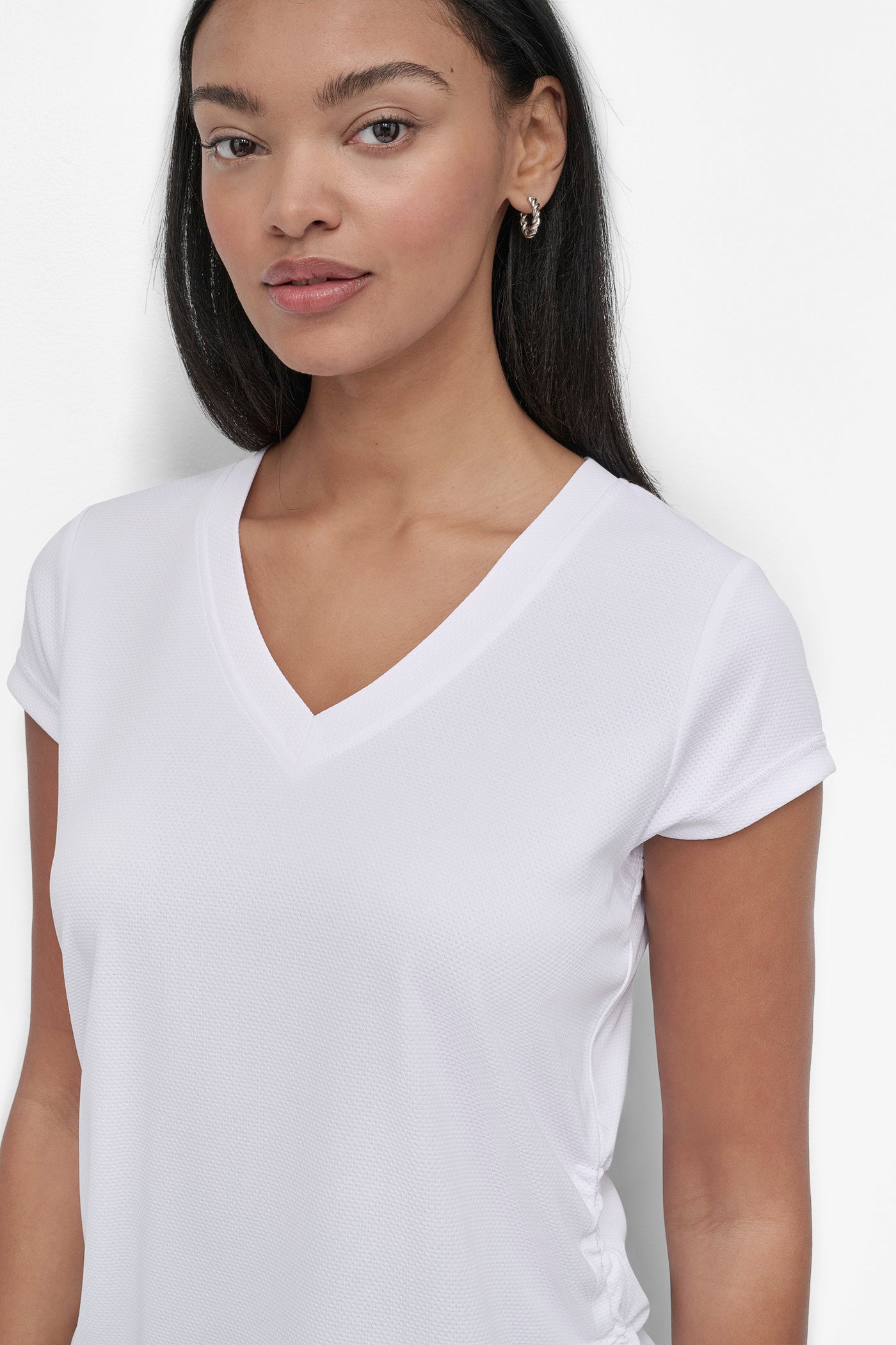 RUCHED TECH-MESH PERFORMANCE TEE VIEW 4 | Tees & Tanks