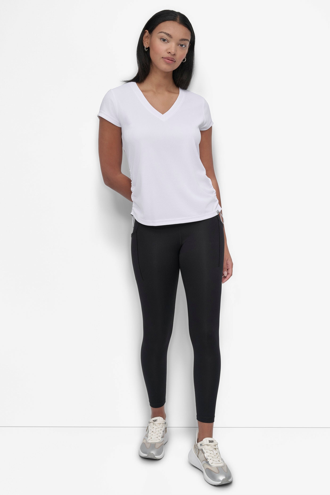 RUCHED TECH-MESH PERFORMANCE TEE VIEW 8 | Tees & Tanks