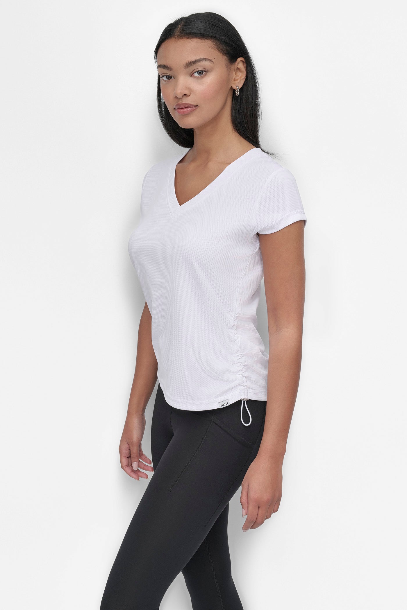 RUCHED TECH-MESH PERFORMANCE TEE VIEW 3 | Tees & Tanks