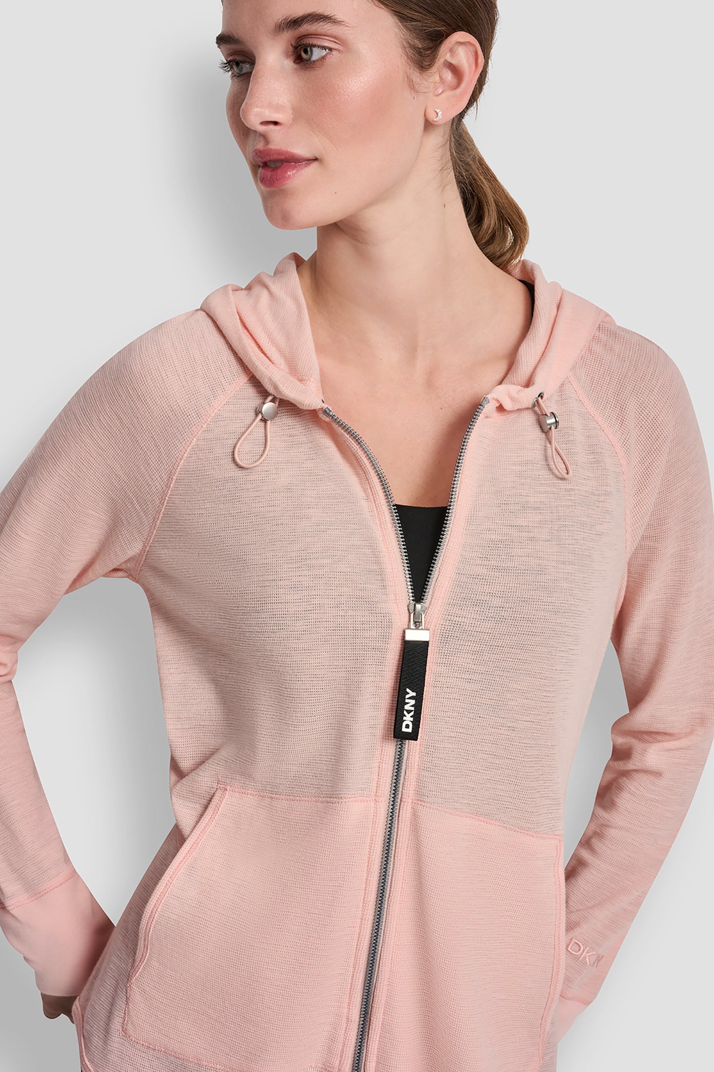 WAFFLE-KNIT HOODED JACKET VIEW 6 | Under $100