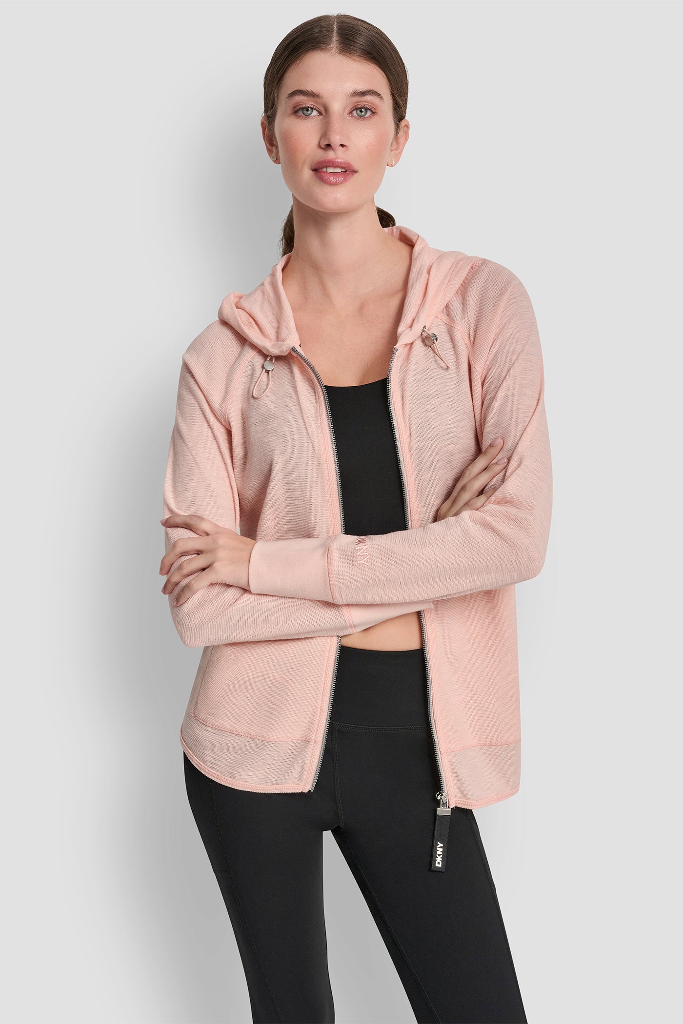Peach Spritz WAFFLE-KNIT HOODED JACKET, VIEW 1 | SPRING 2026