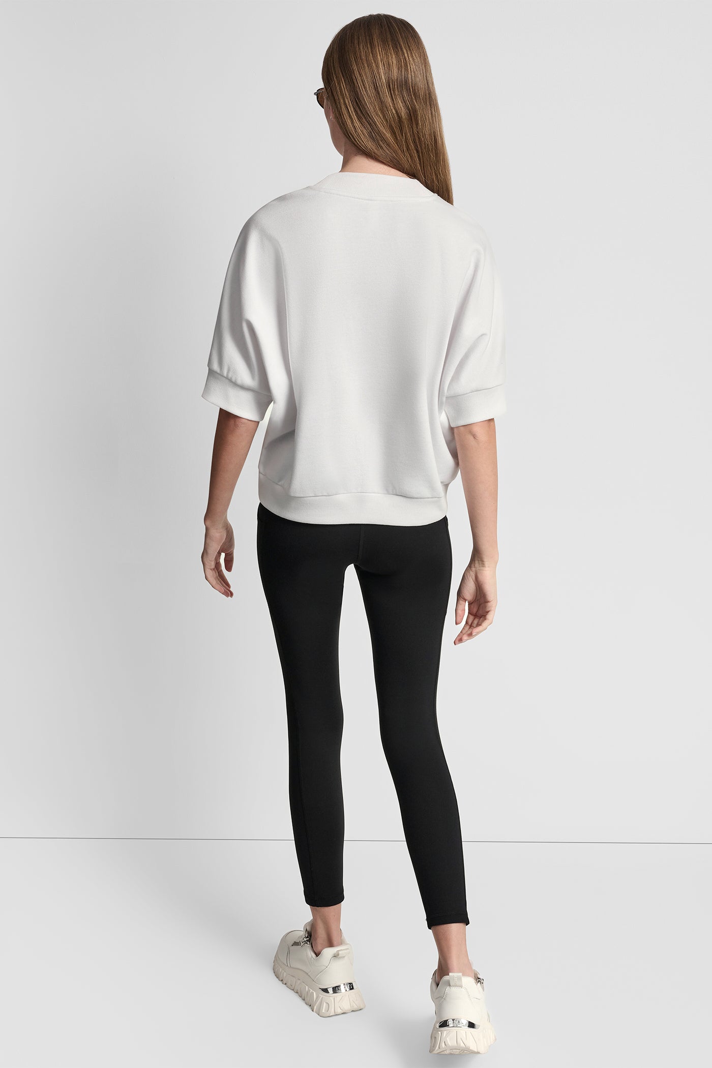 White DKNY 1989 RHINESTUD LOGO PULLOVER, VIEW 2 | Sweatshirts & Joggers