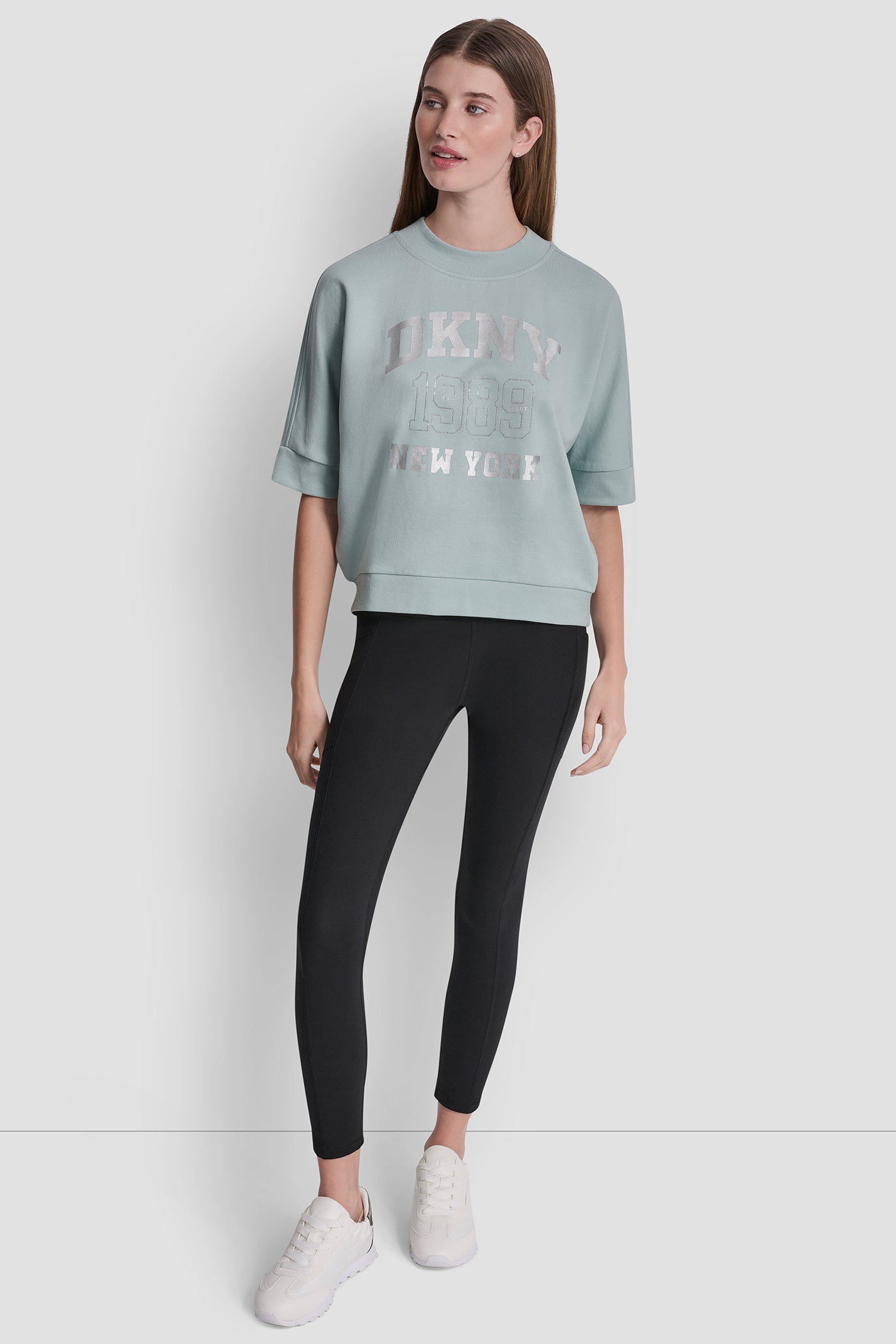 Mineral COTTON-BLEND TERRY SHORT SLEEVE LOGO HIGH-LOW TEE, BACK VIEW | Sport Essentials