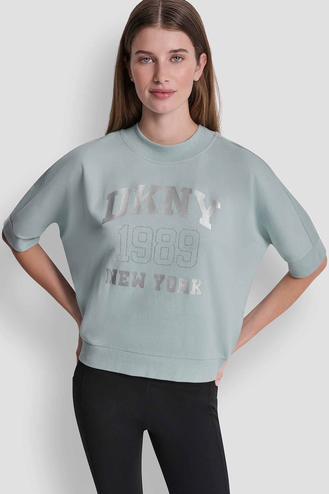 Mineral COTTON-BLEND TERRY SHORT SLEEVE LOGO HIGH-LOW TEE, FRONT VIEW | Sport Essentials