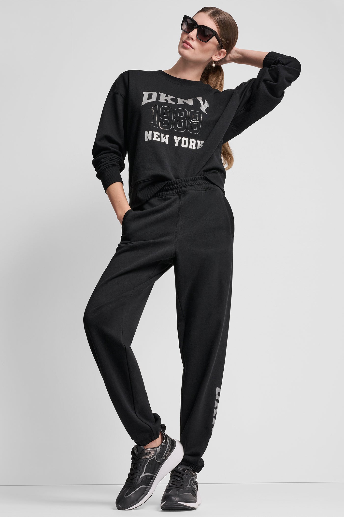 DKNY 1989 RHINESTUD LOGO JOGGER VIEW 6 | Sweatshirts & Joggers