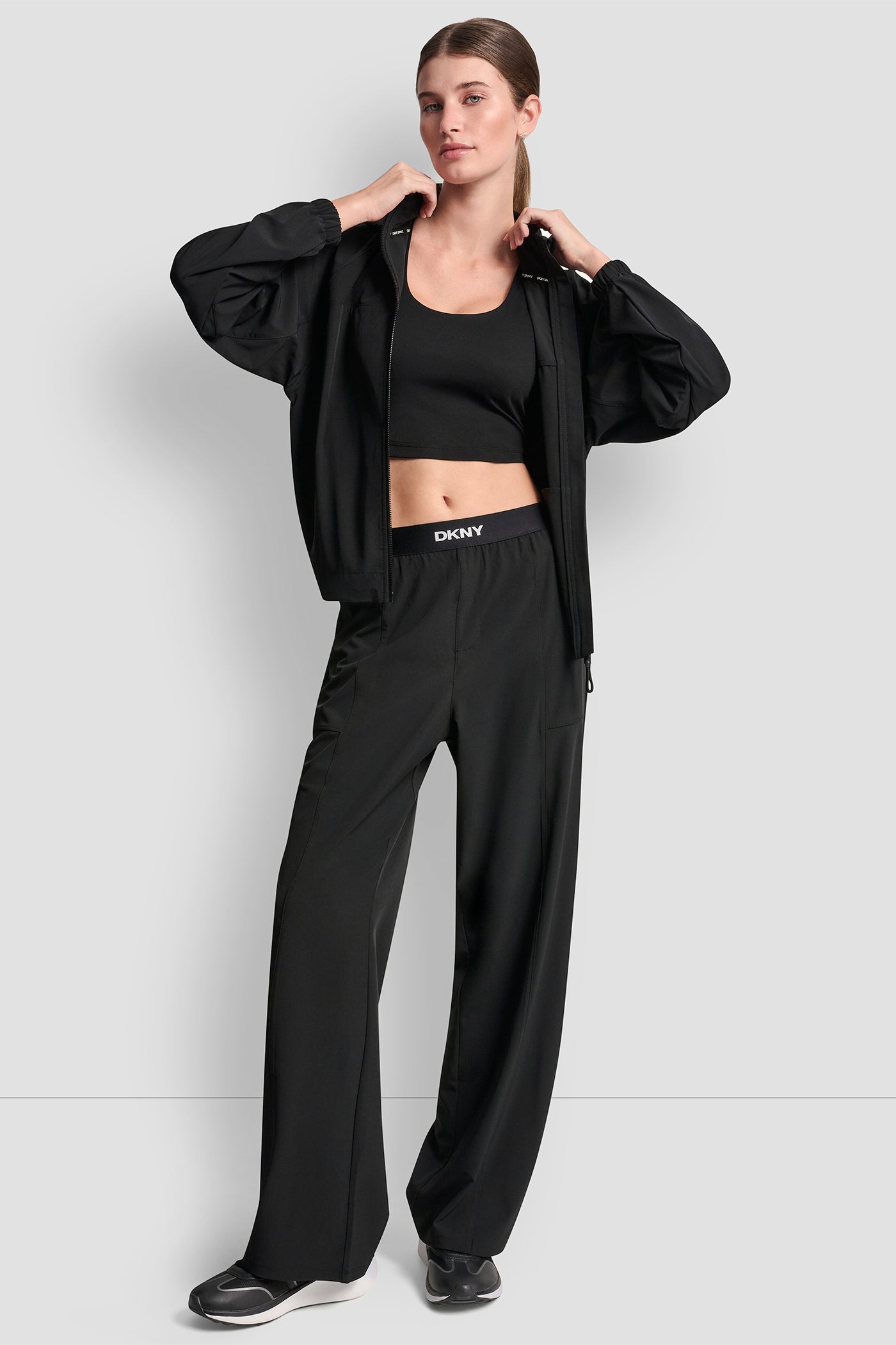 HIGH RISE WIDE LEG PANT WITH LOGO WAISTBAND VIEW 6 | Clothing