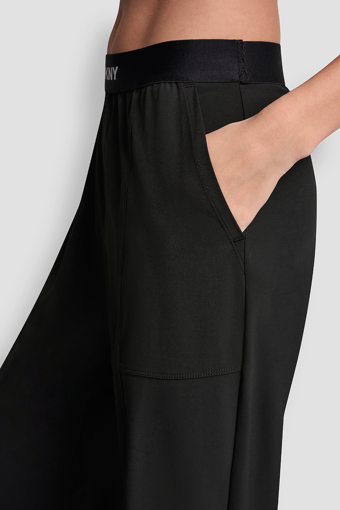 HIGH RISE WIDE LEG PANT WITH LOGO WAISTBAND VIEW 7 | Clothing
