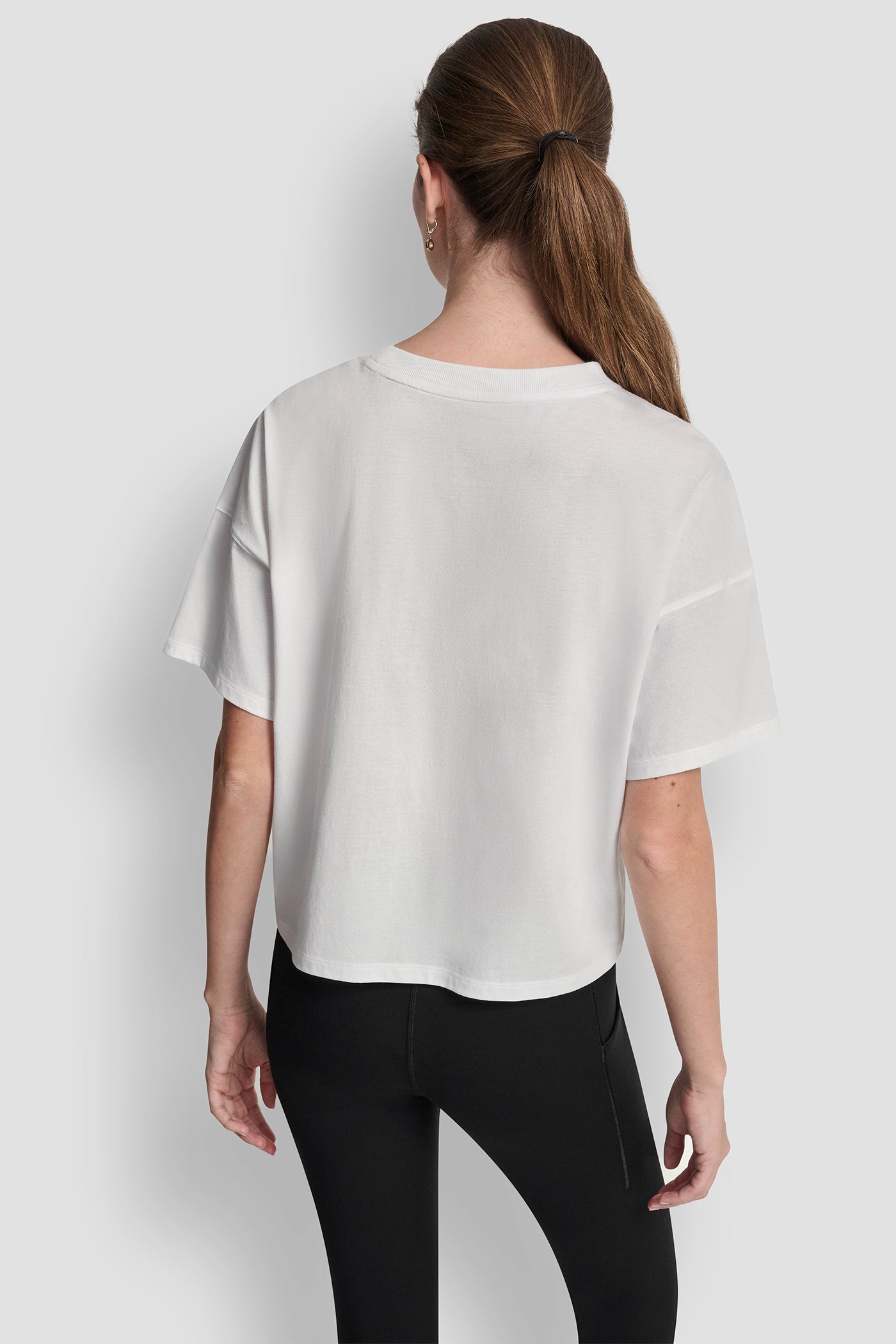 White METALLIC LOGO TEE, VIEW 2 | DKNY Sport