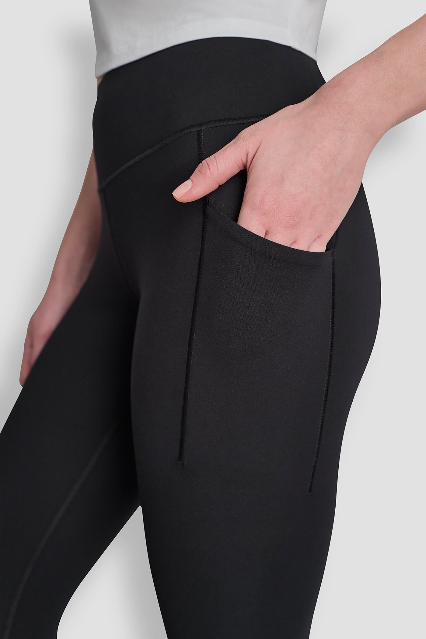 DKNY Leggings Donna HW 7/8 Con Logo Taping | Nero, XL, 81% Poliestere 19% Elastan