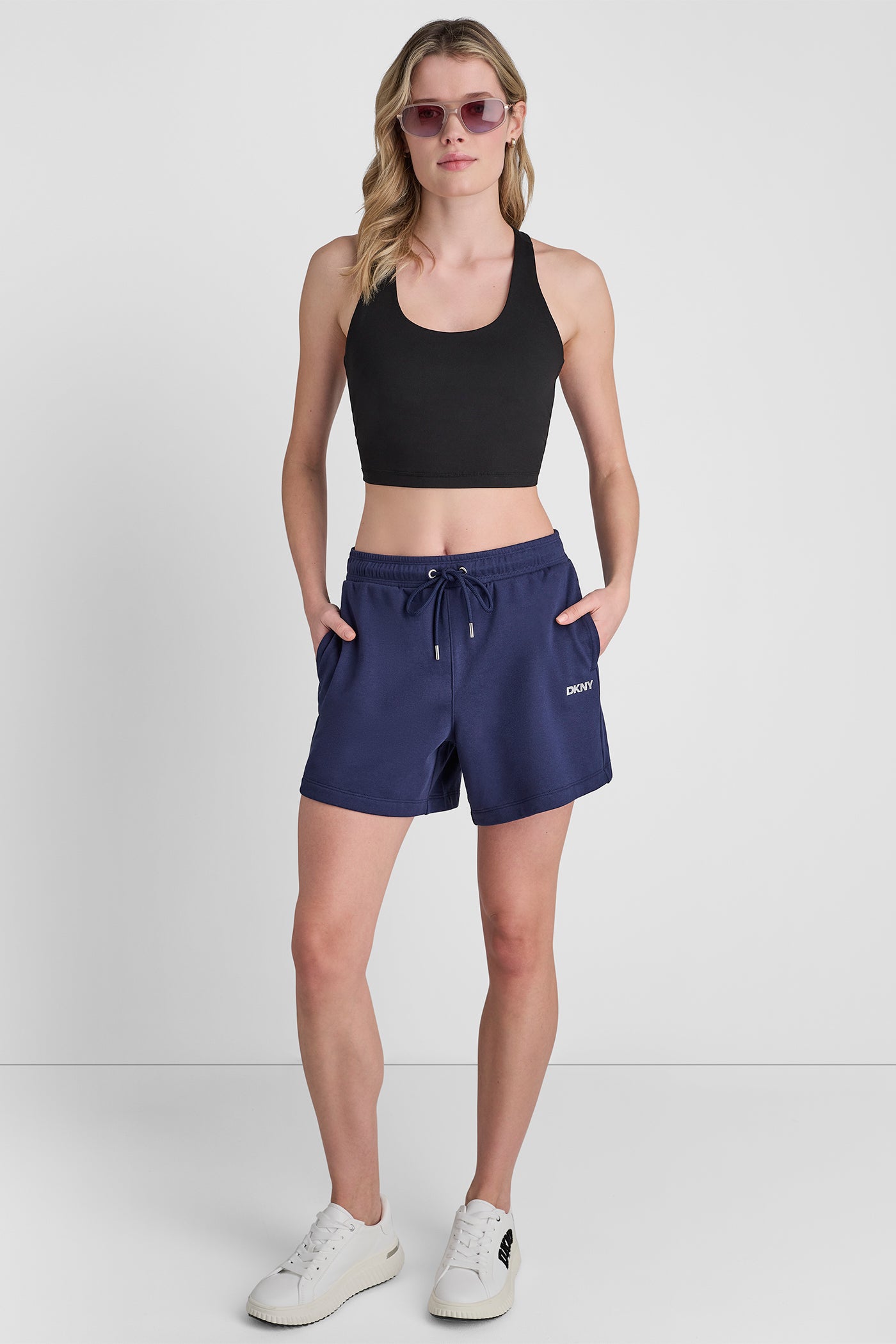 Peacoat/Silver HIGH-RISE LOGO SWEAT SHORTS, VIEW 2 | New Arrivals