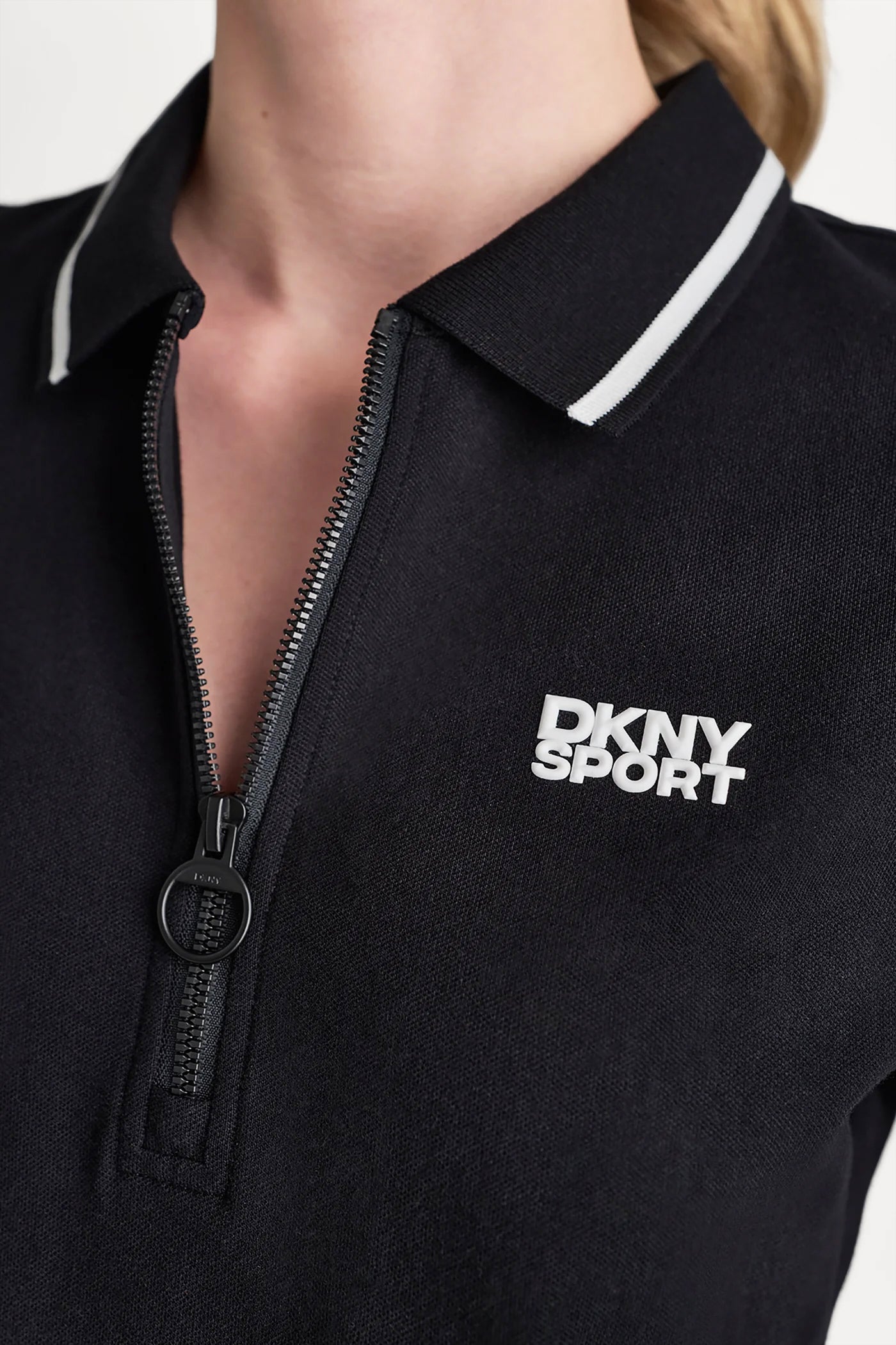 LOGO EMBROIDERED ZIP POLO VIEW 6 | DKNY Promo
