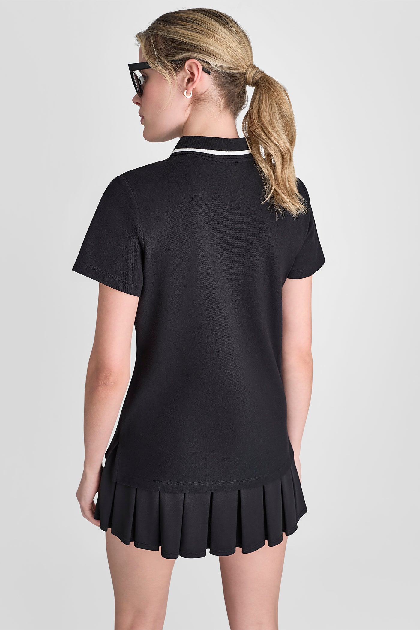 Black SHORT SLEEVE LOGO POLO, VIEW 2 | DKNY Sport