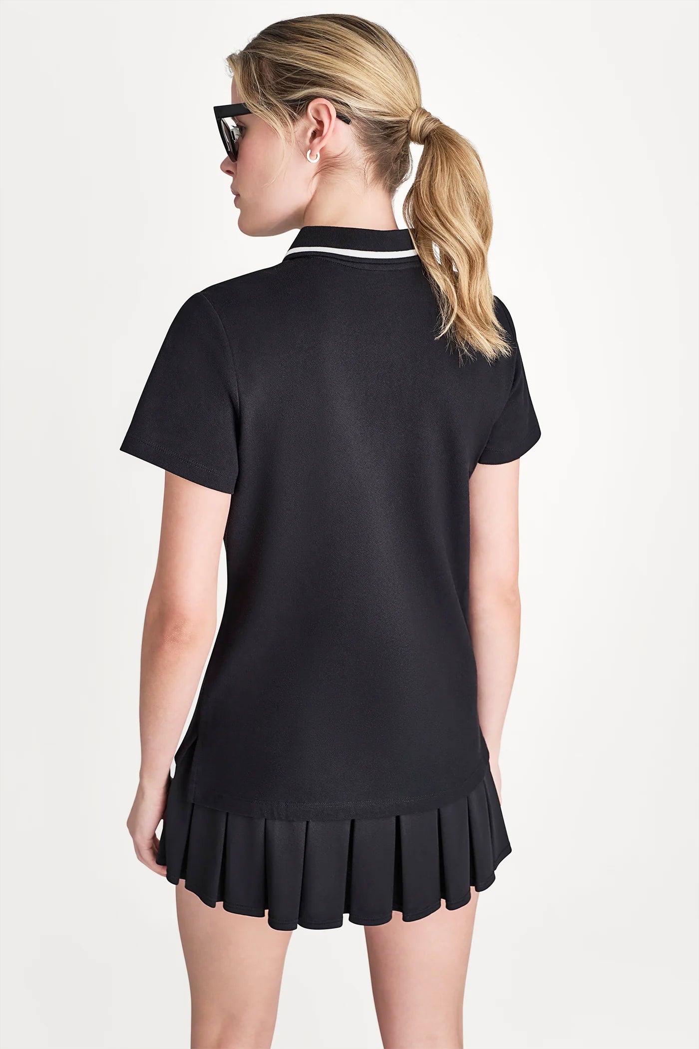 LOGO EMBROIDERED ZIP POLO VIEW 3 | DKNY Promo
