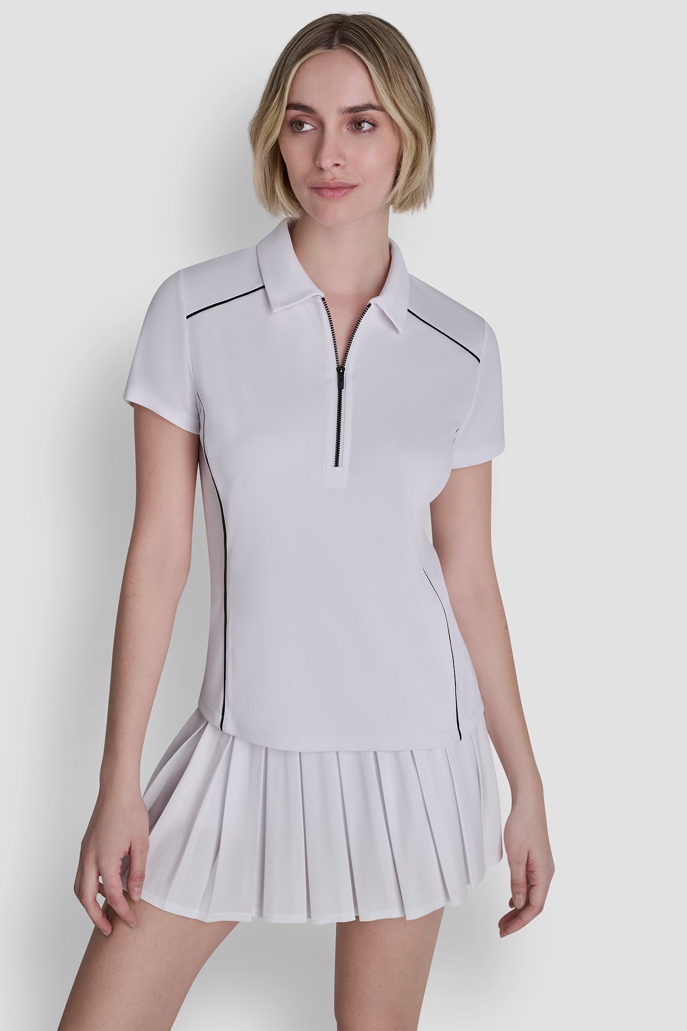 COURT PIQUÉ PIPED HALF-ZIP POLO VIEW 5 | WOMEN'S SWEATERS & TOPS