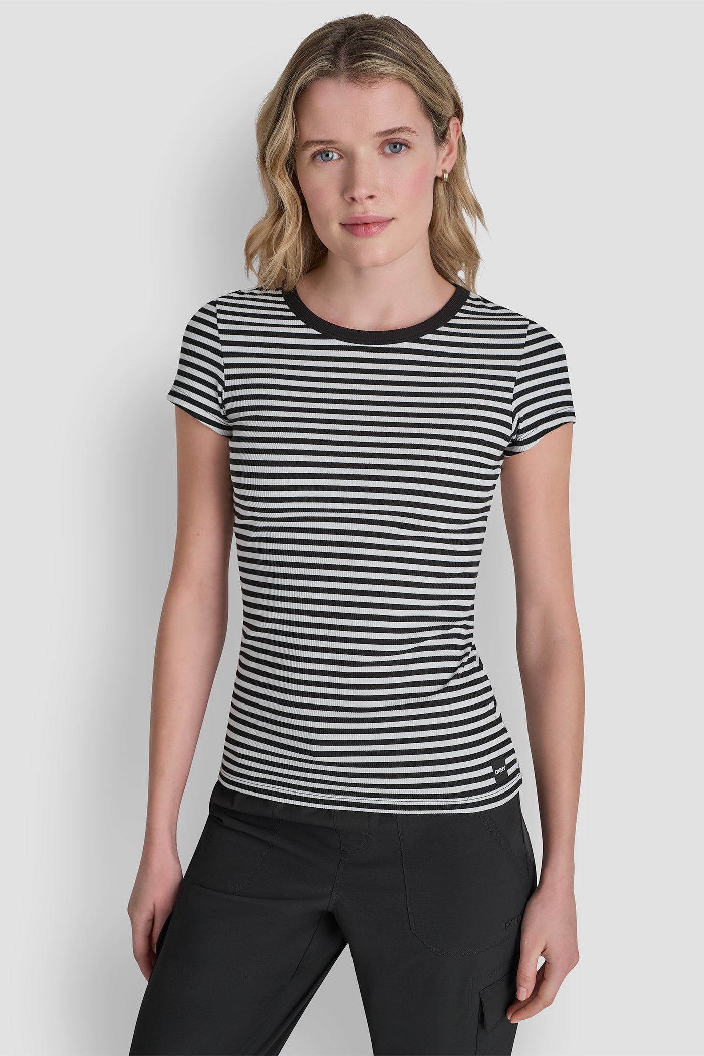 HUDSON RIB TEE WITH TONAL LOGO VIEW 4 | DKNY Sport