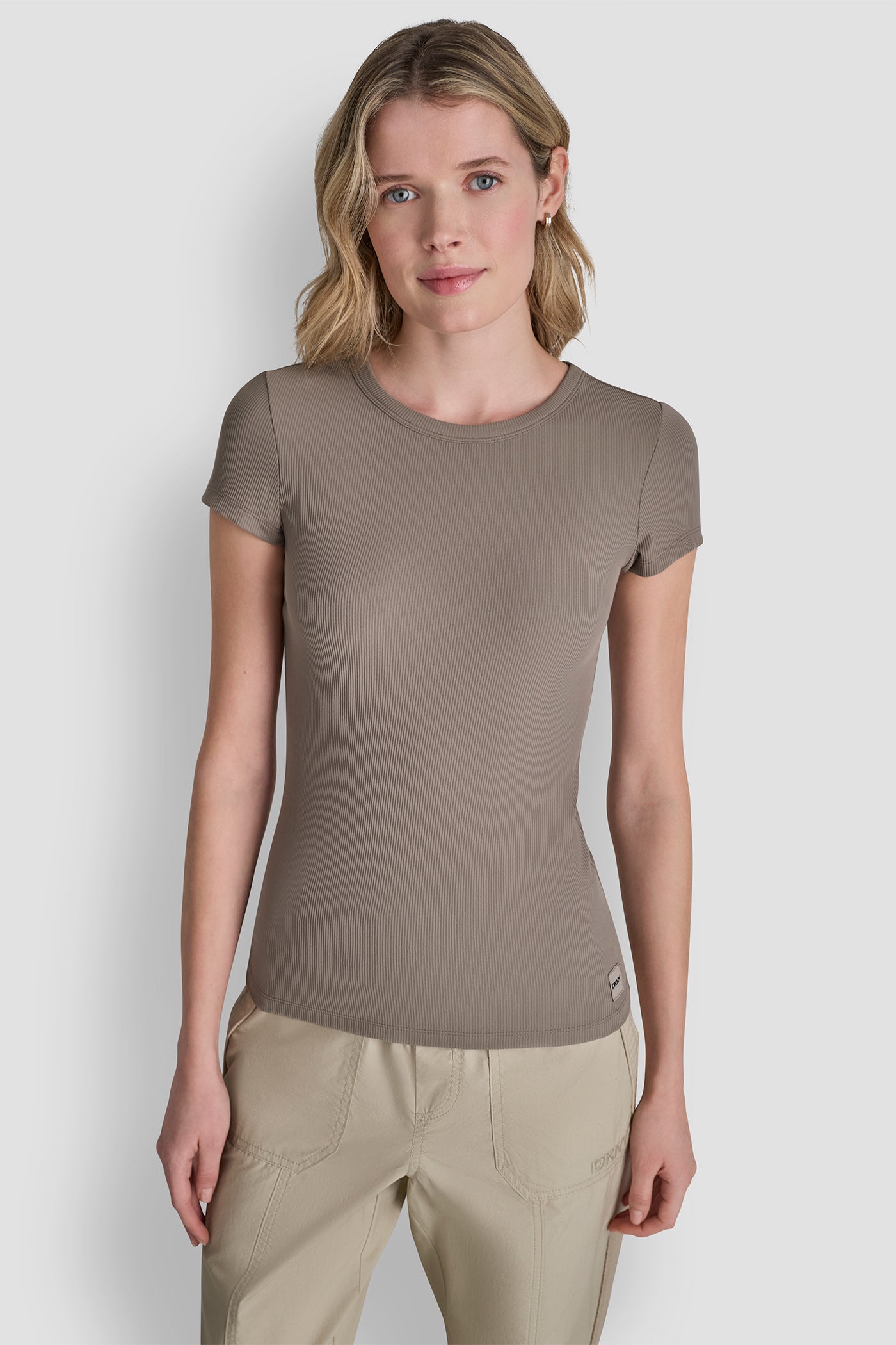 HUDSON RIB TEE WITH TONAL LOGO VIEW 4 | DKNY Sport