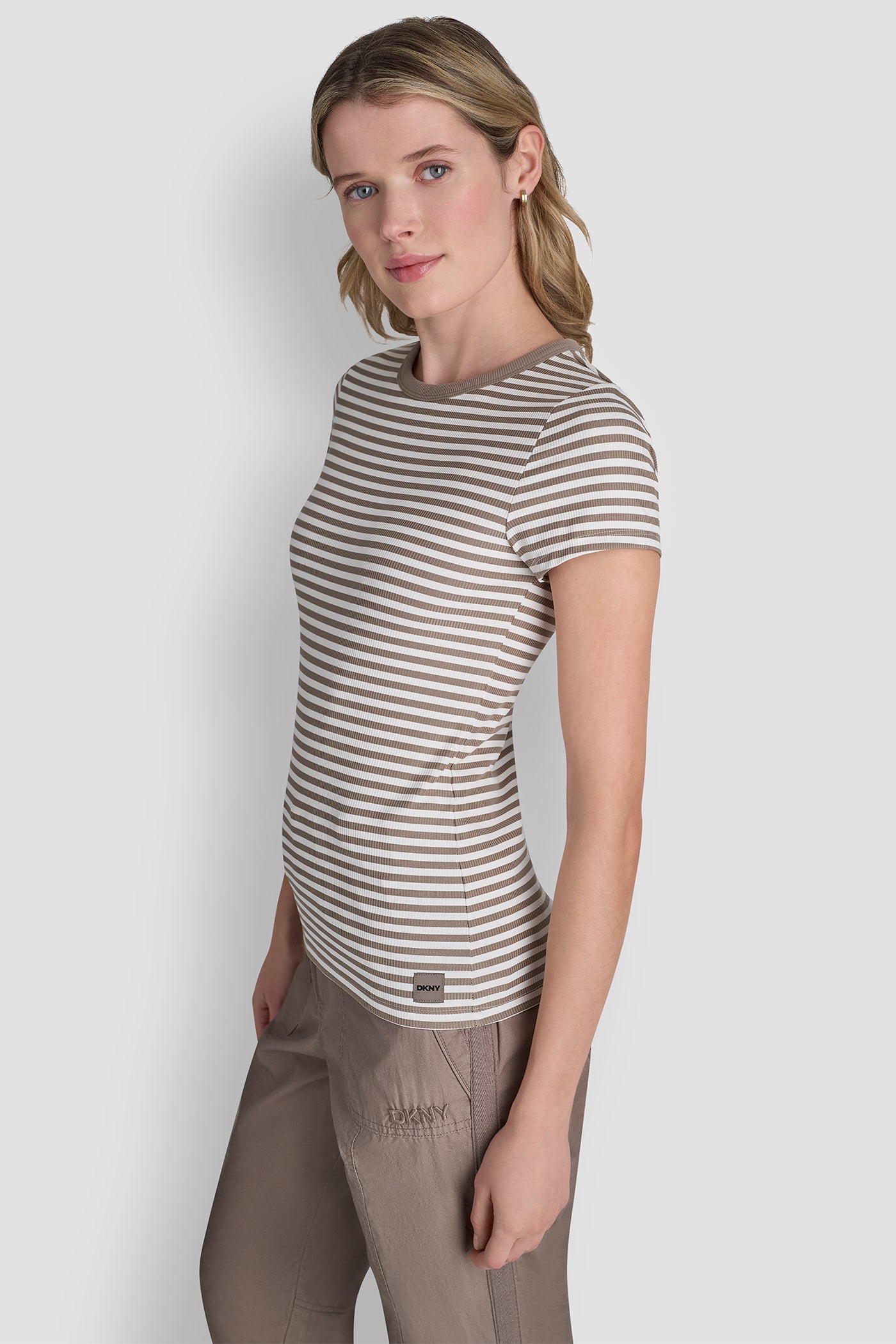 HUDSON RIB TEE WITH TONAL LOGO VIEW 3 | DKNY Sport
