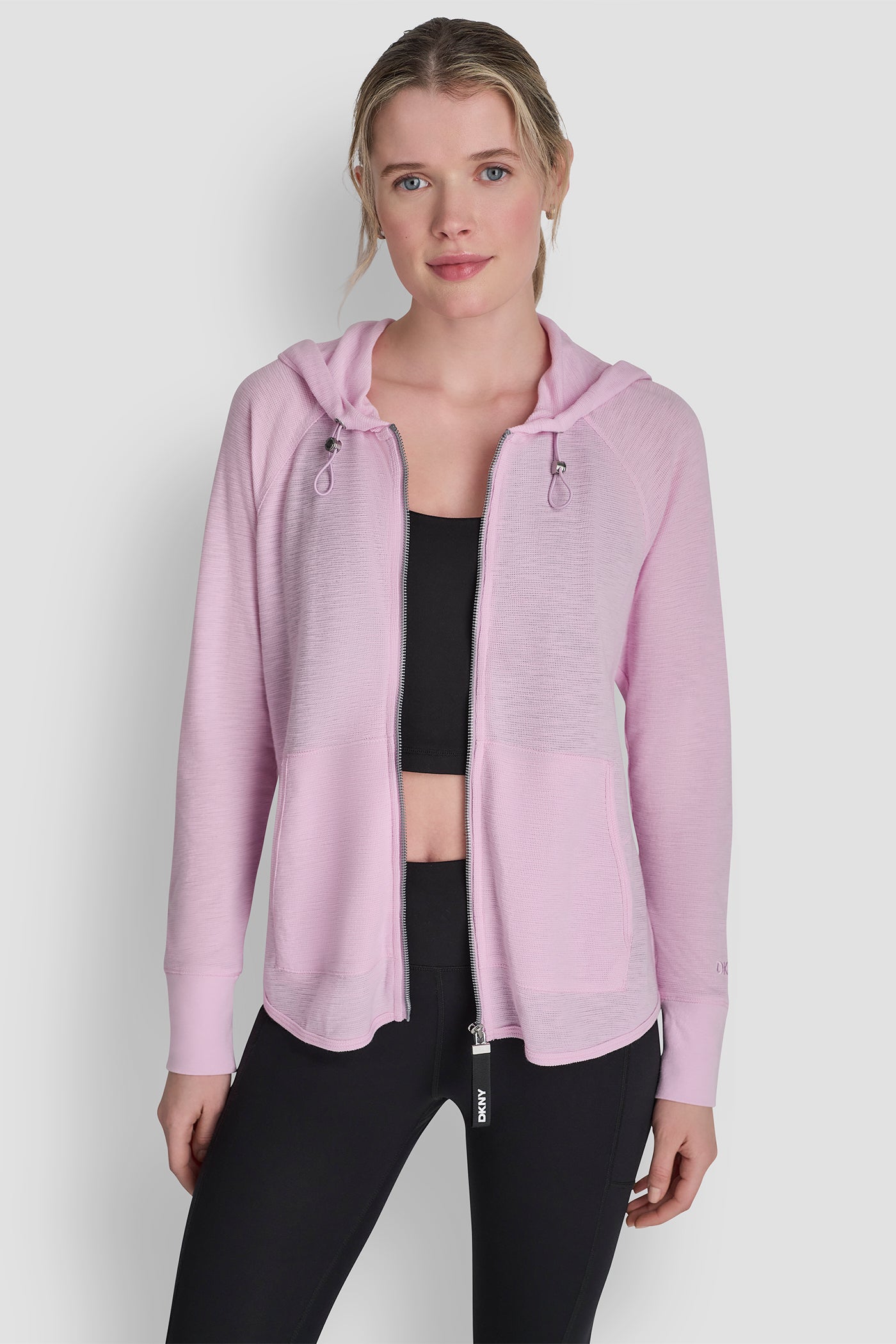 Pink Lavender WAFFLE-KNIT HOODED JACKET, FRONT VIEW | SPRING 2026