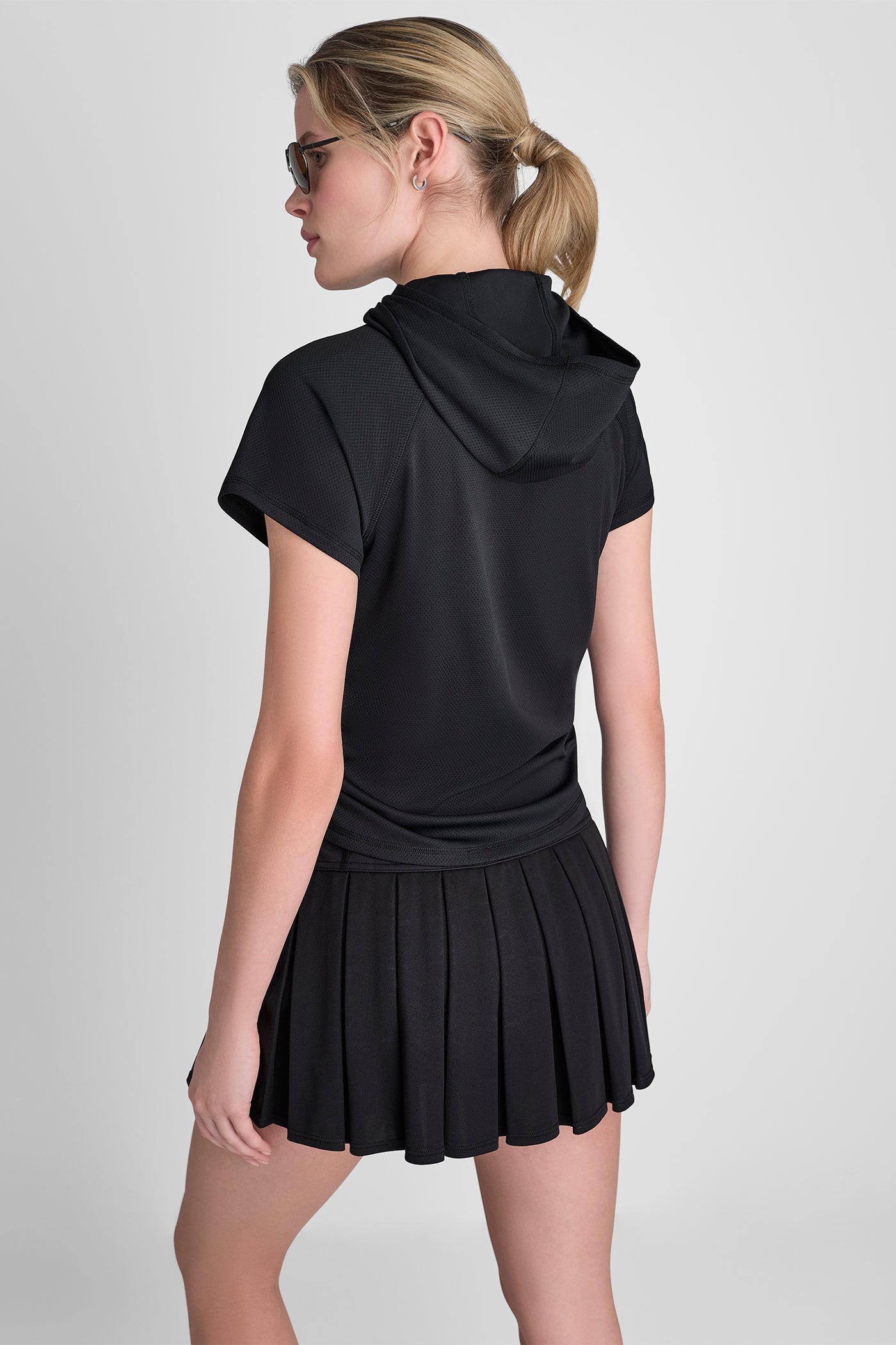 Black MESH HOODED LOGO TEE, VIEW 2 | Sport Essentials