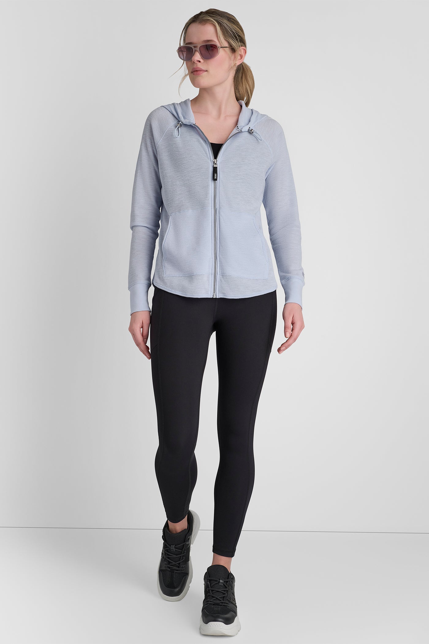 Frost Blue MINI WAFFLE FULL-ZIP HOODIE, VIEW 2 | MUST-HAVES