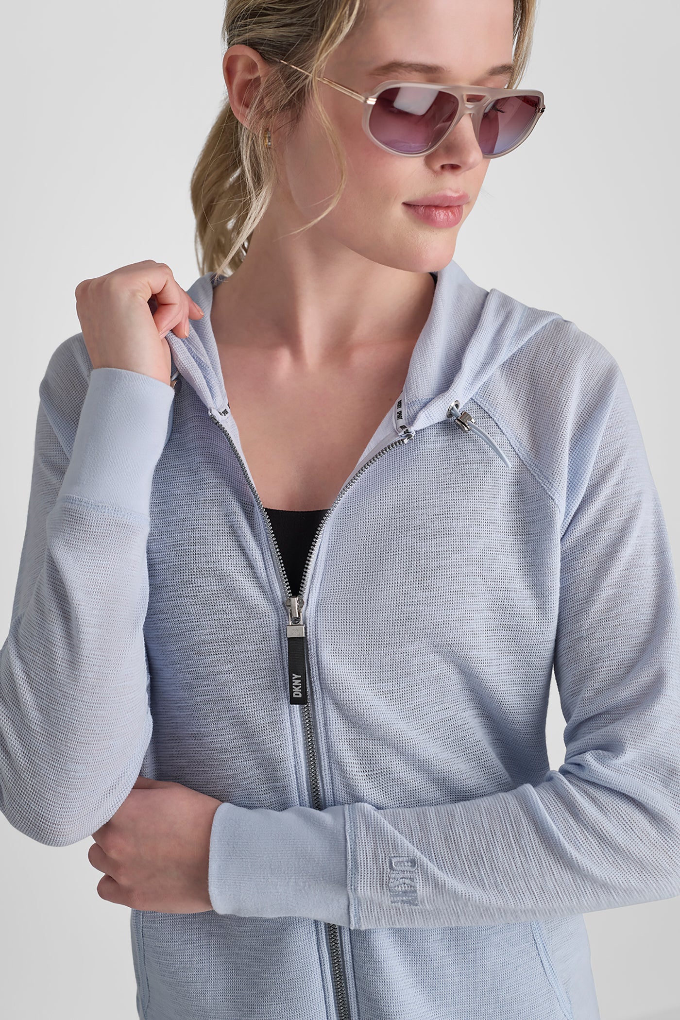 Mini Waffle Full Zip Hoodie | Hoodie | DKNY