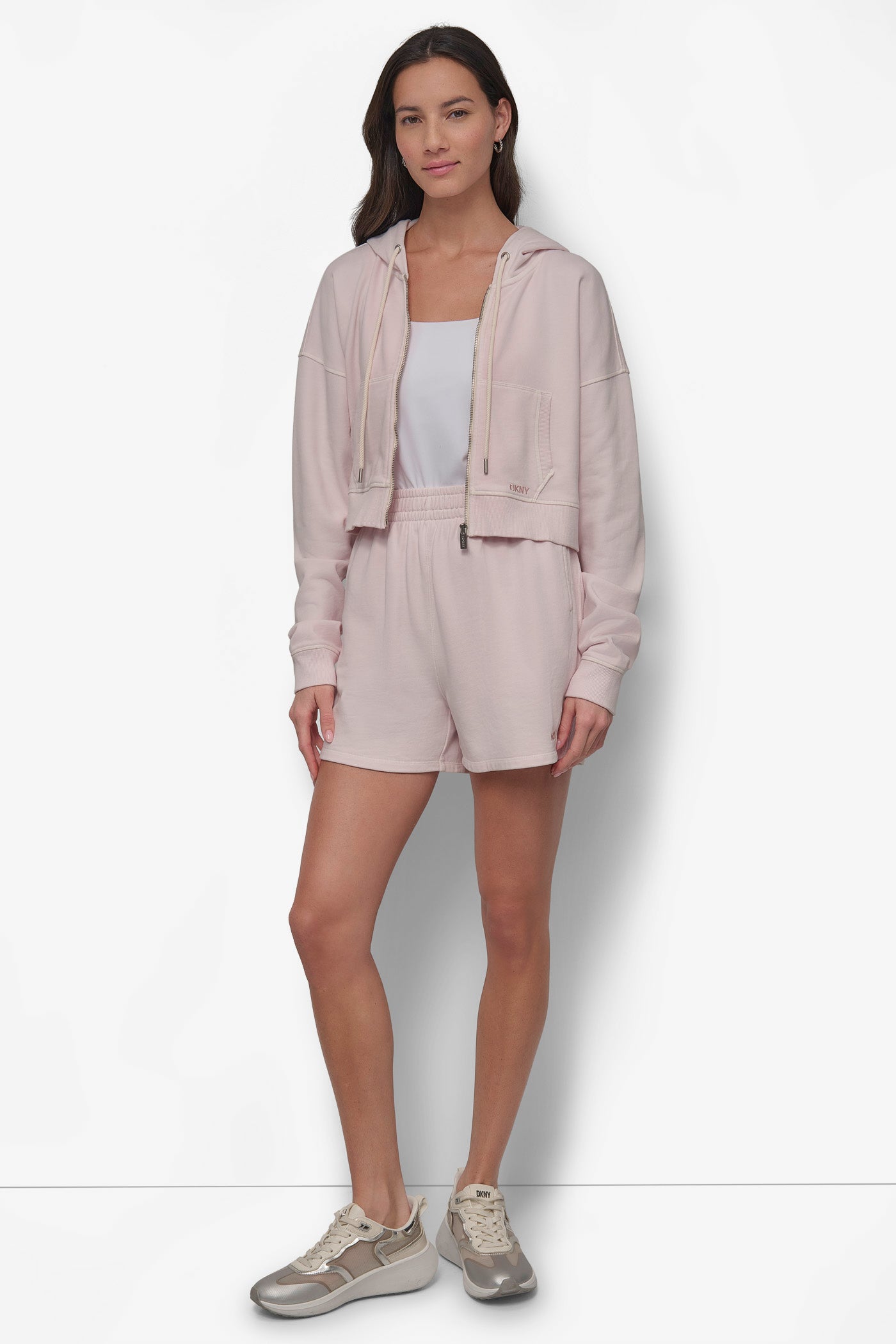 RIB PANELED ZIP UP HOODIE VIEW 6