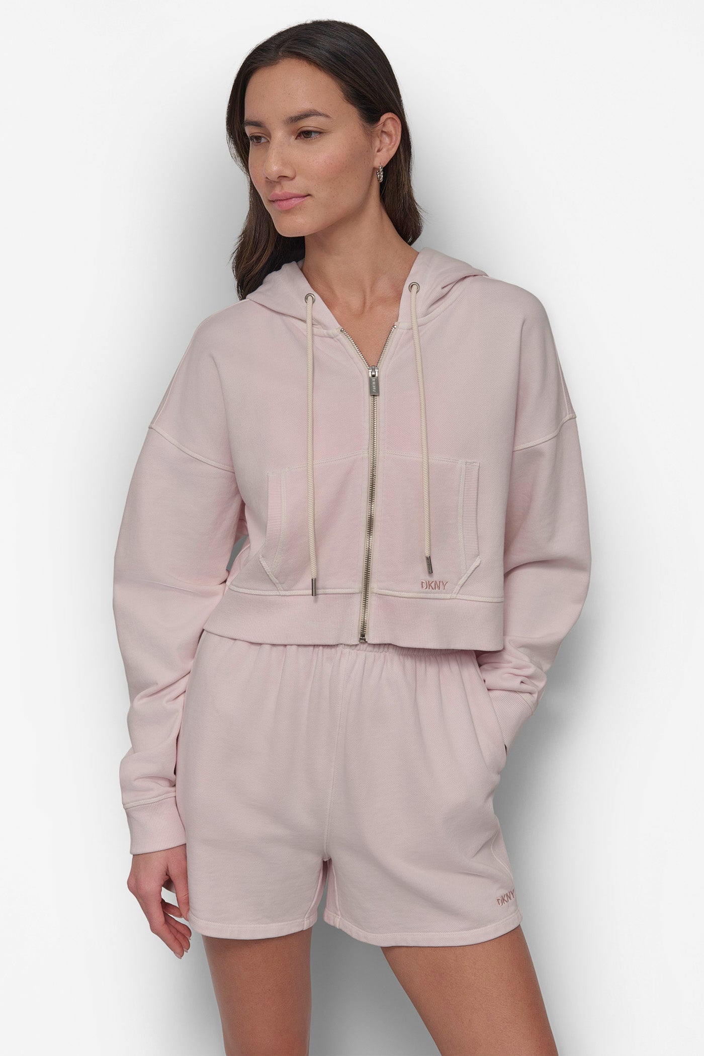 RIB PANELED ZIP UP HOODIE VIEW 7