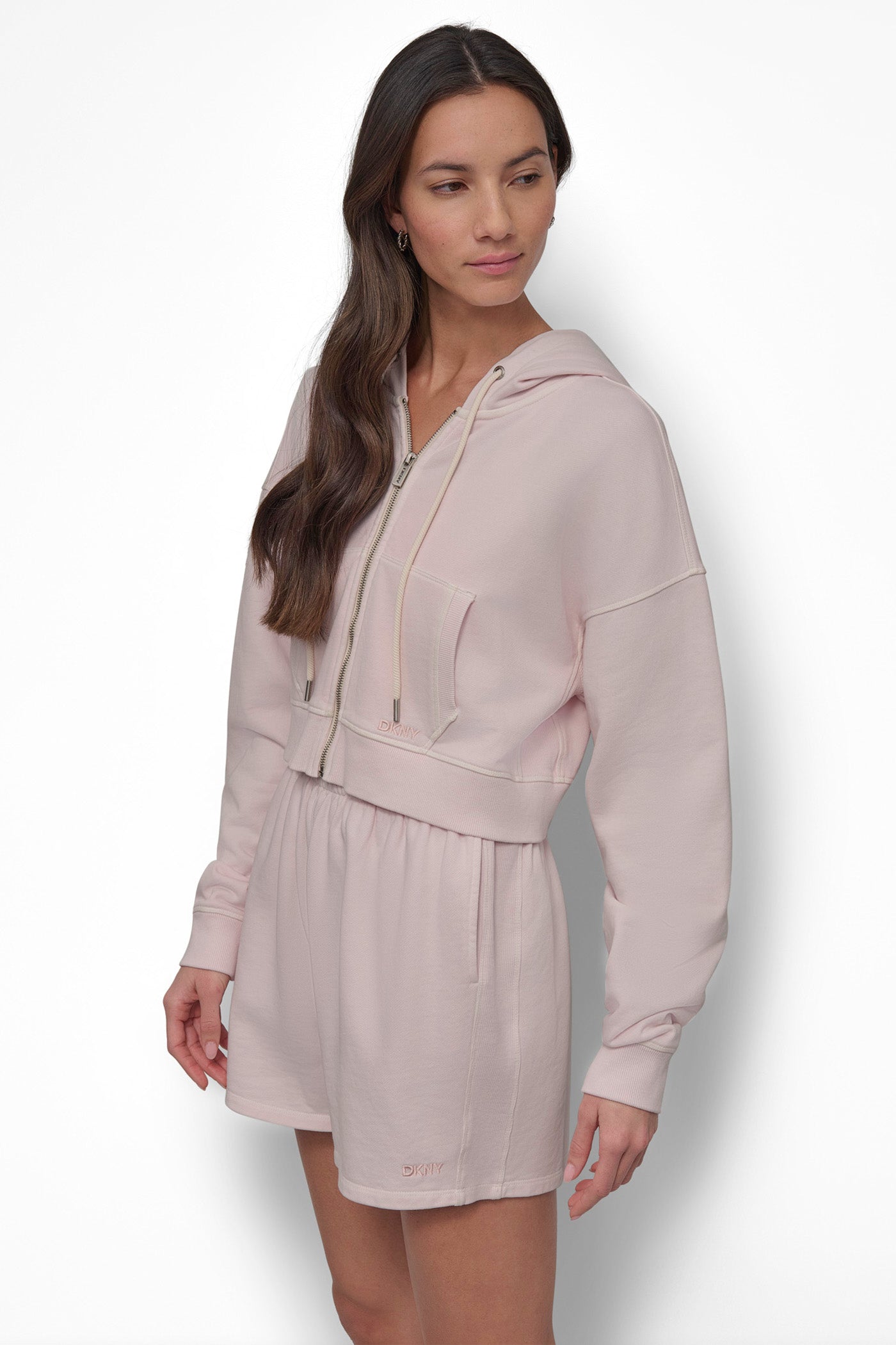 RIB PANELED ZIP UP HOODIE VIEW 3