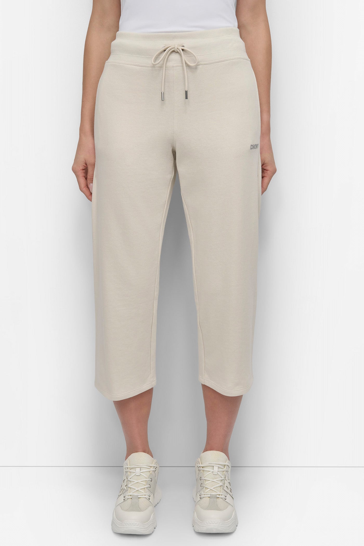 Light City Khaki MINI STUD LOGO CROP PANT, FRONT VIEW | Sweatshirts & Joggers