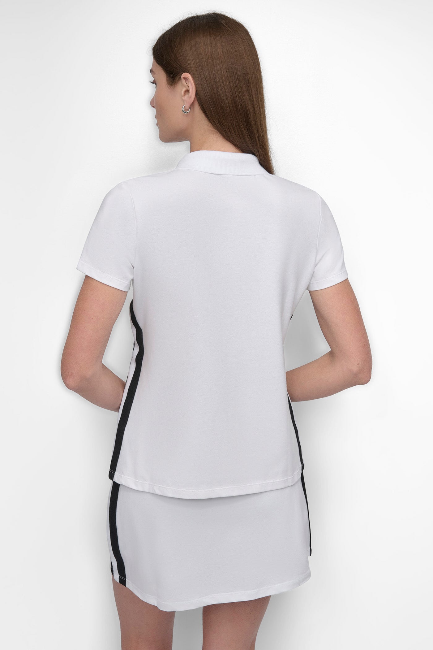 White VARSITY STRIPE LOGO PERFORMANCE POLO, BACK VIEW | MATCHING SETS