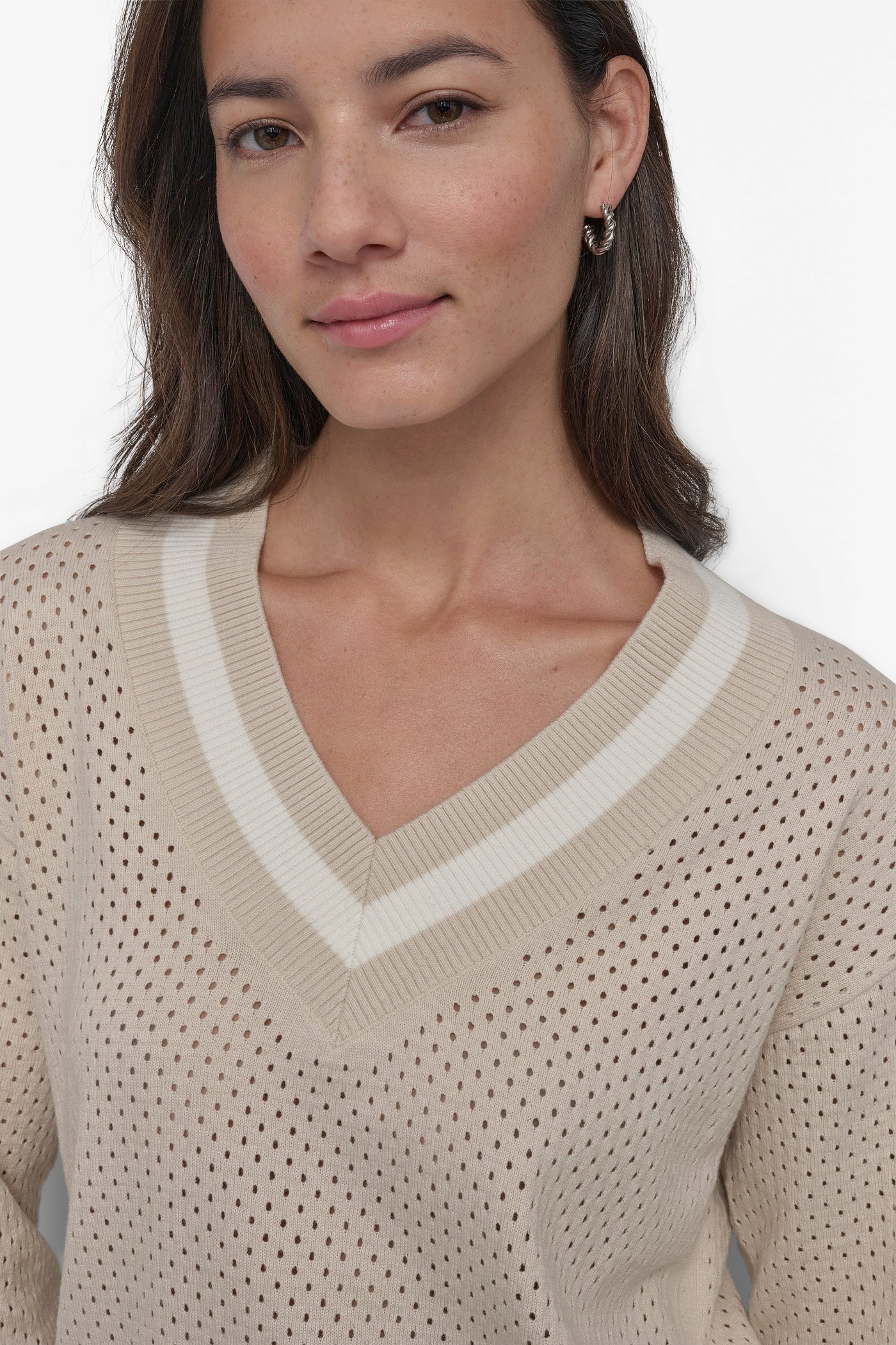 最新入荷 Striped Sport DKNY | Sweater Pointelle Mesh トップス
